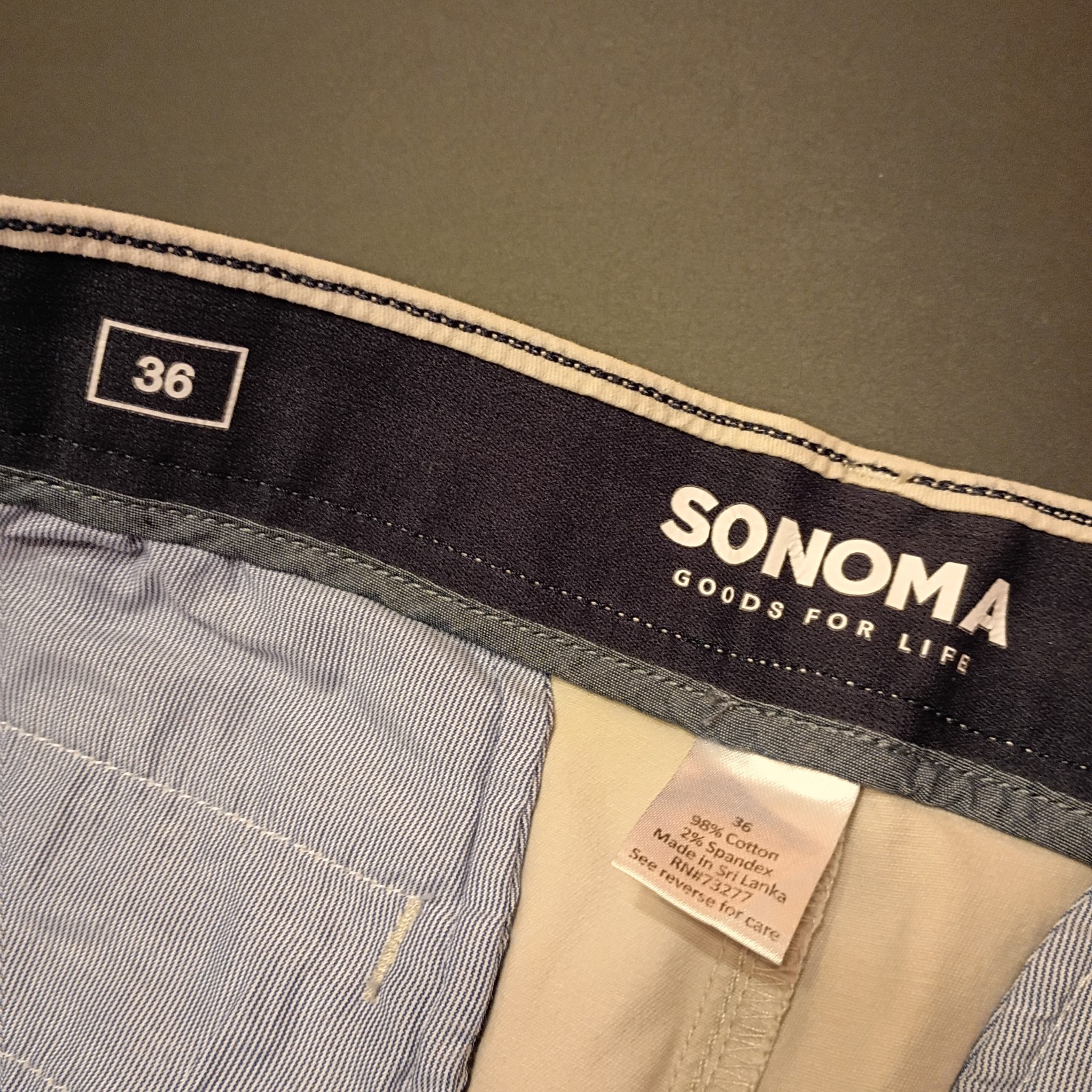 Sz 36 Mens Sonoma flexwear shorts Chino Khaki Knee Length $44