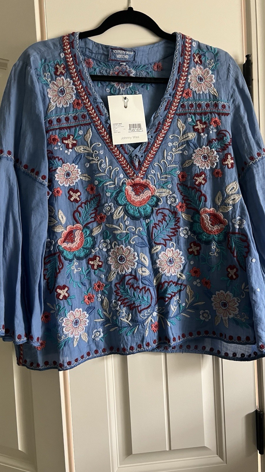 Johnny Was Oman Lace Up Swing Blouse NWT Size Large