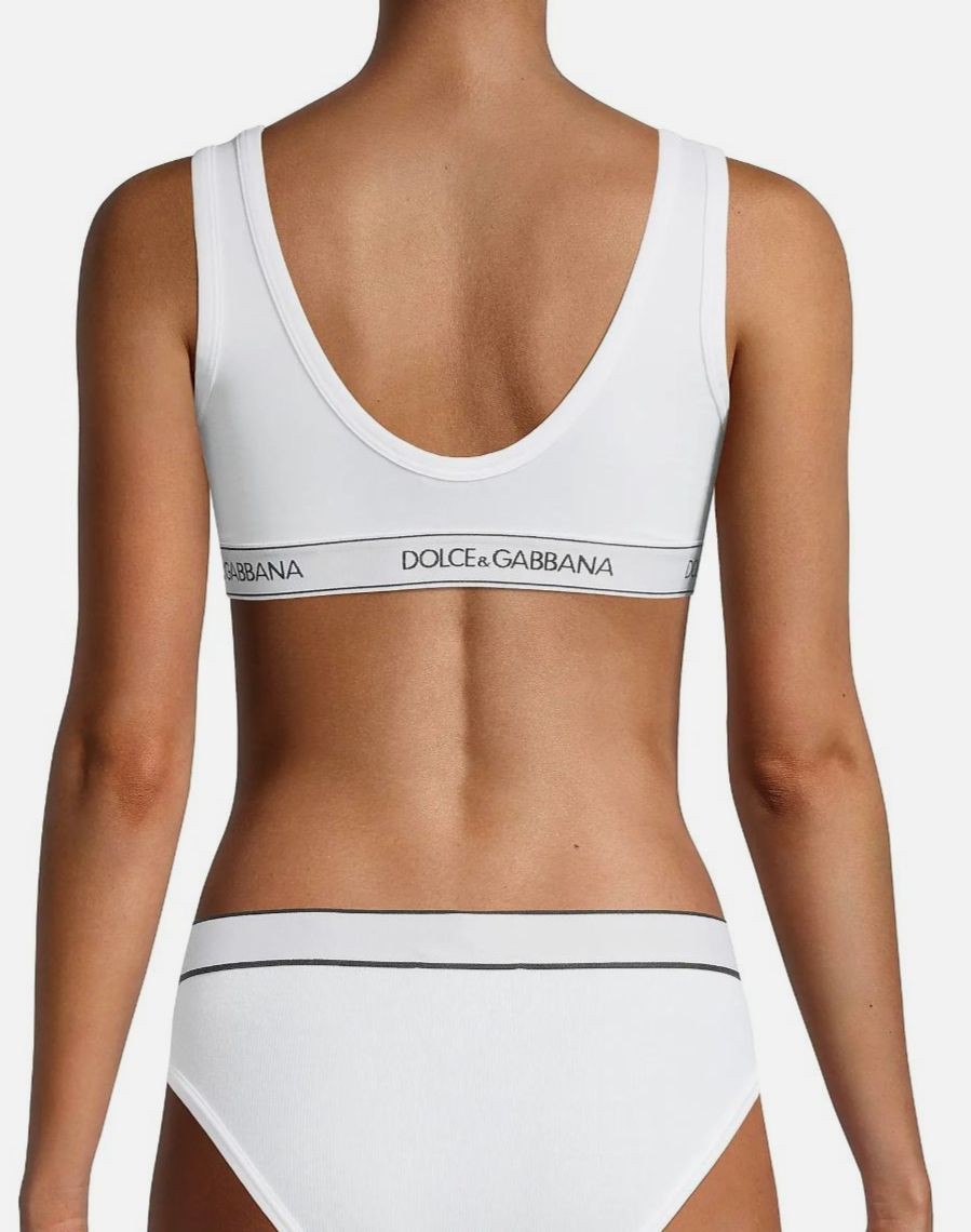 Dolce & Gabbana Women’s White Logo Band Scoop Neck Sleeveless Sports Bra Size 3