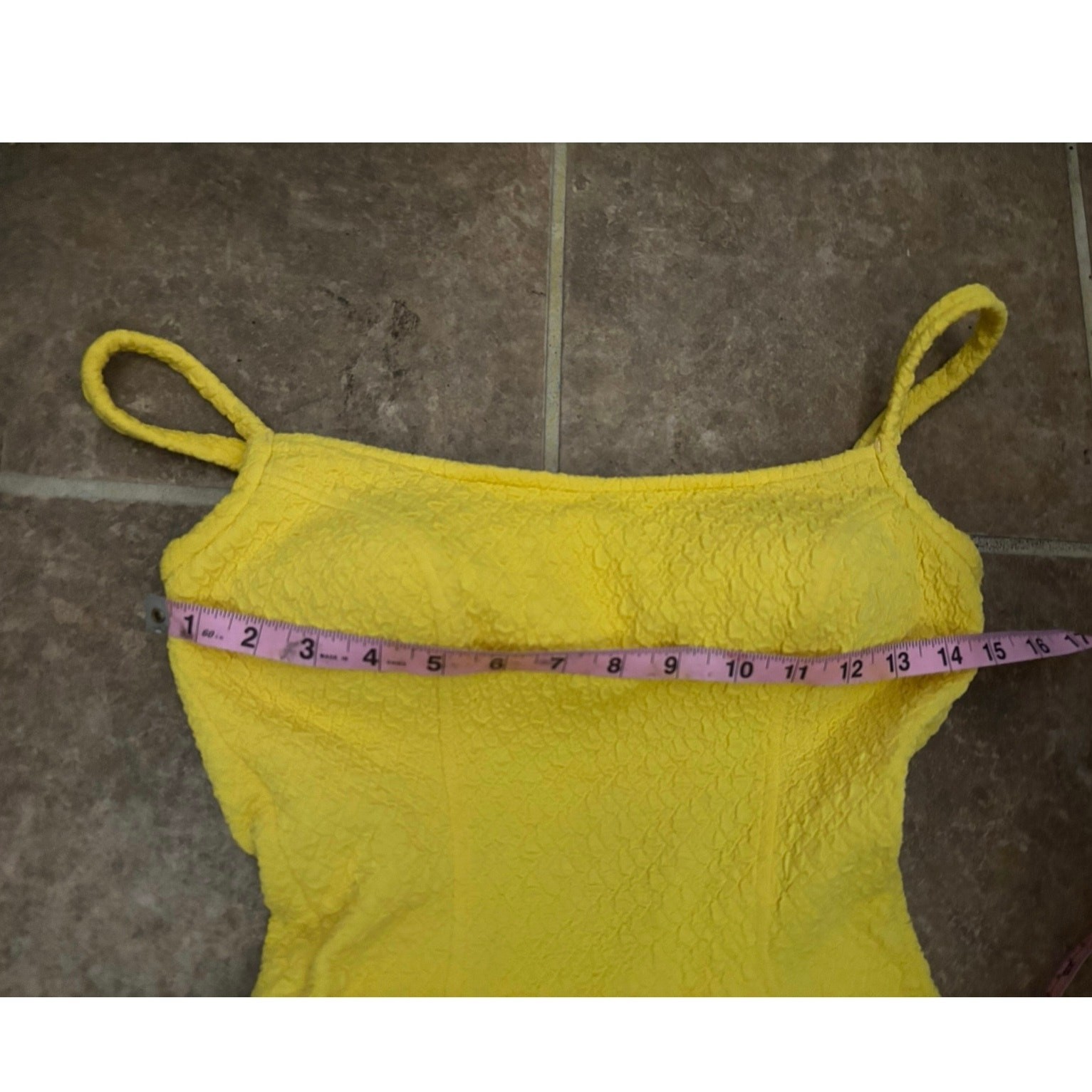 Vintage Jantzen Yellow Swimdress One Piece Swimsuit Crinkle USA Size 12