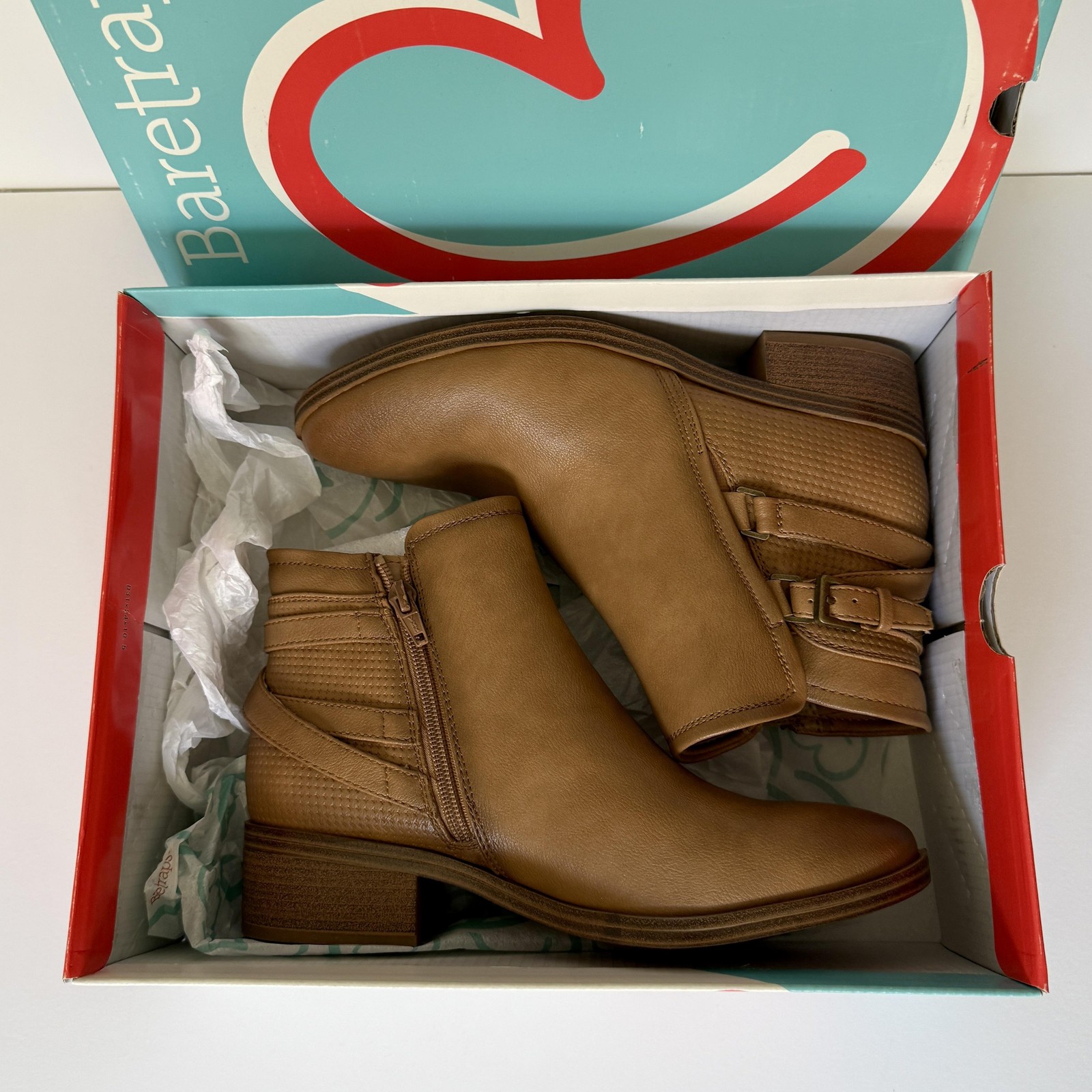 Baretraps Mackenzie Boots Womens Size 6.5 Salted Caramel Ankle Buckle BT30016