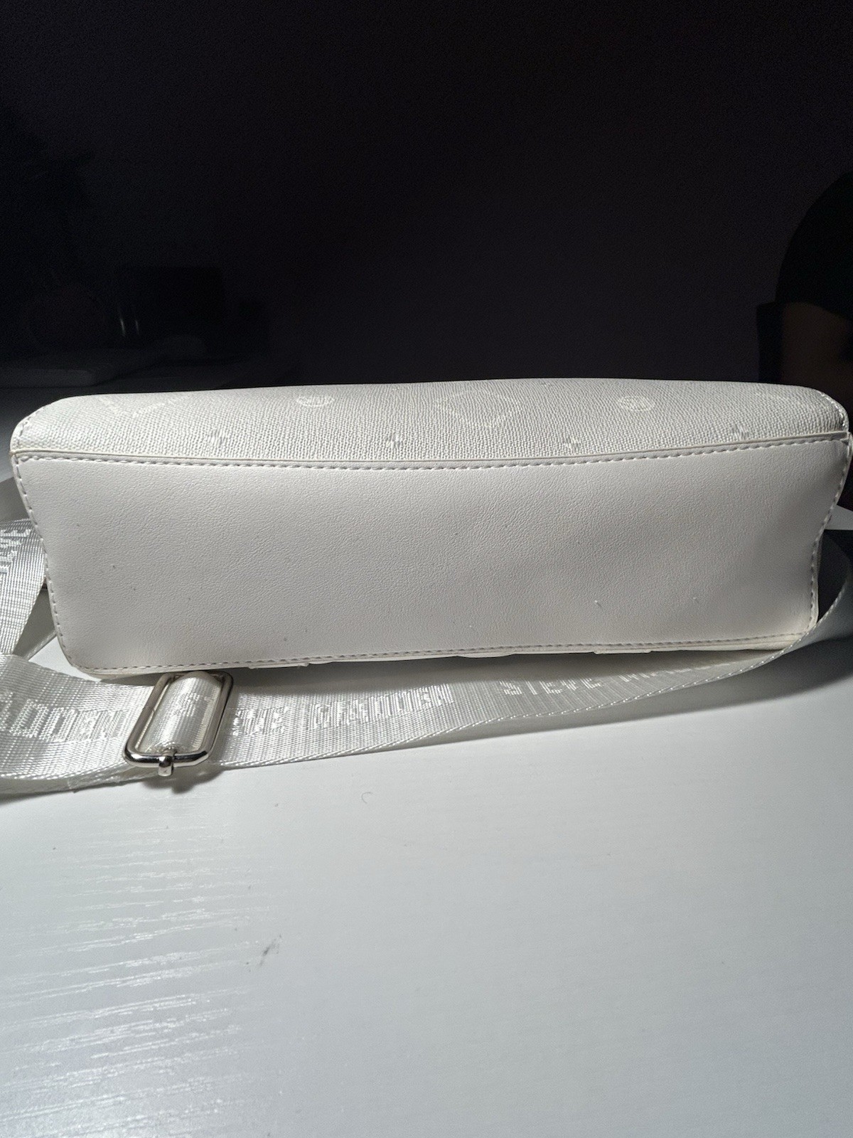 Steve Madden White Quilted Satchel Top Handle Crossbody Detachable Strap Charm