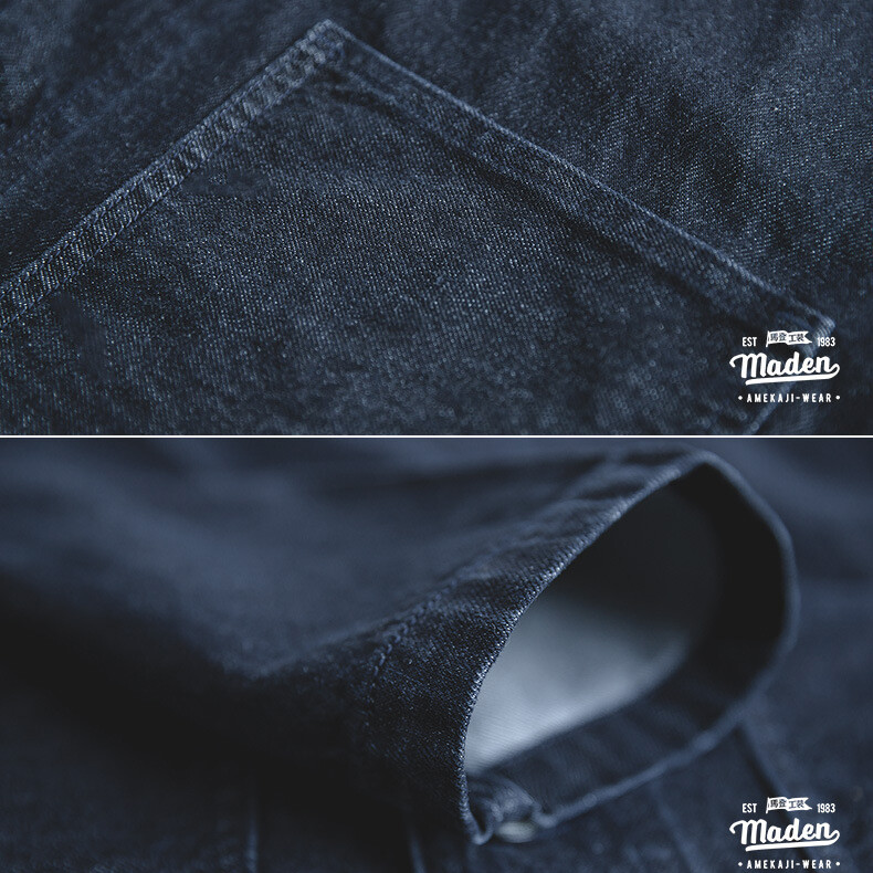 American Denim Dungaree Retro Men’s Jacket Coat Amikaki Casual Coat Blue Cotton