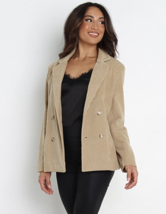 NWT Petal & Pup Tan Corduroy Blazer Jacket Double Breasted Size Medium