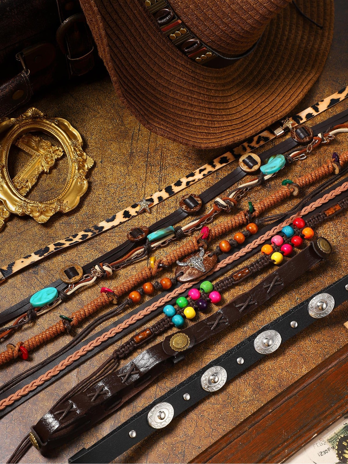 Zeyune 10 Pcs Cowboy Hat Bands 10 Count (Pack of 1), as shown in the picture