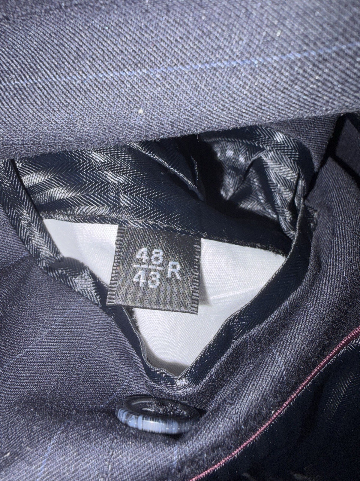 Mazzoni Men’s Black Pinstripe Suit Jacket 48/43R Single-Breasted 3-Button