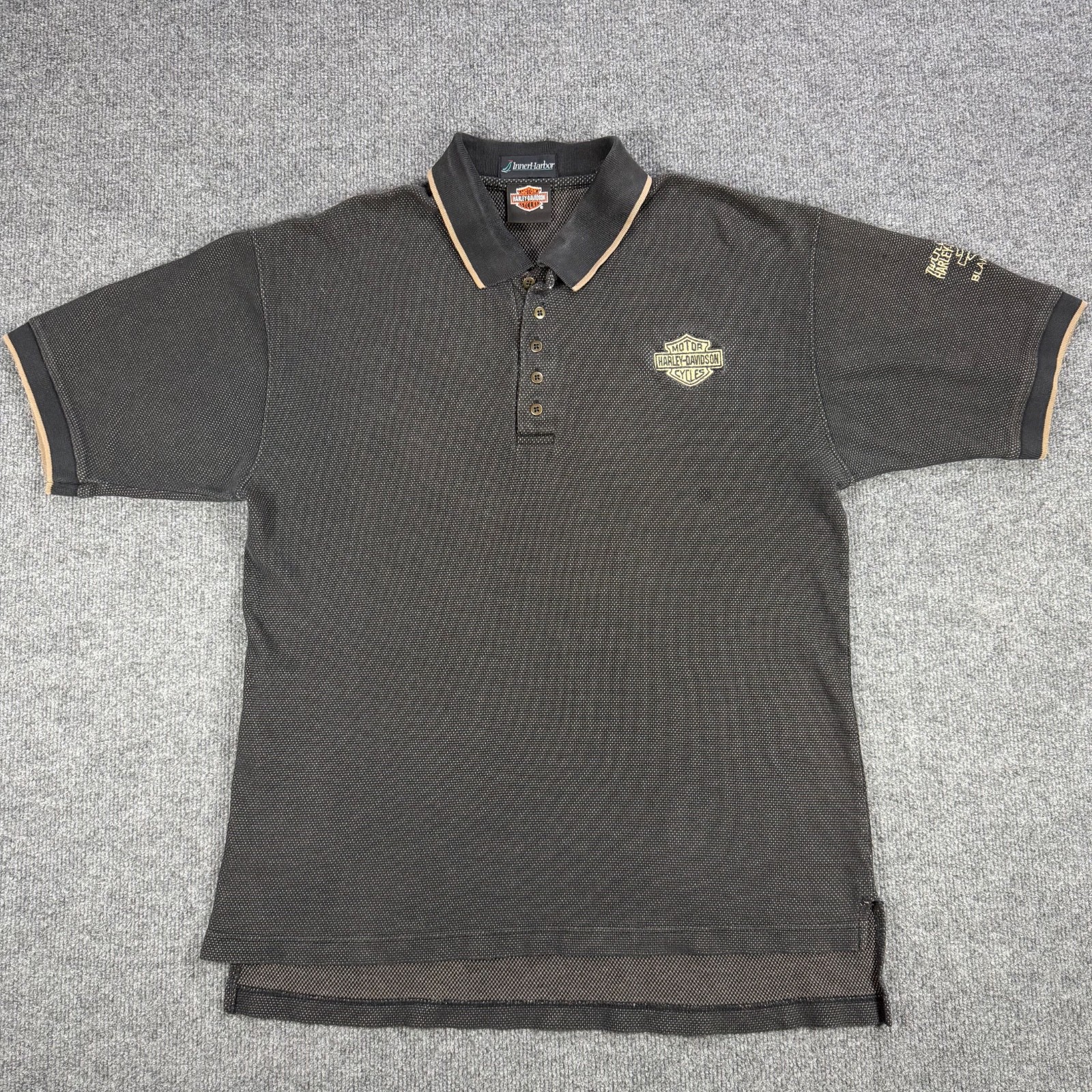 Harley Davidson Motorcycles ( Charcaoal/Beige ) Twin Cities MN Polo Mens Large