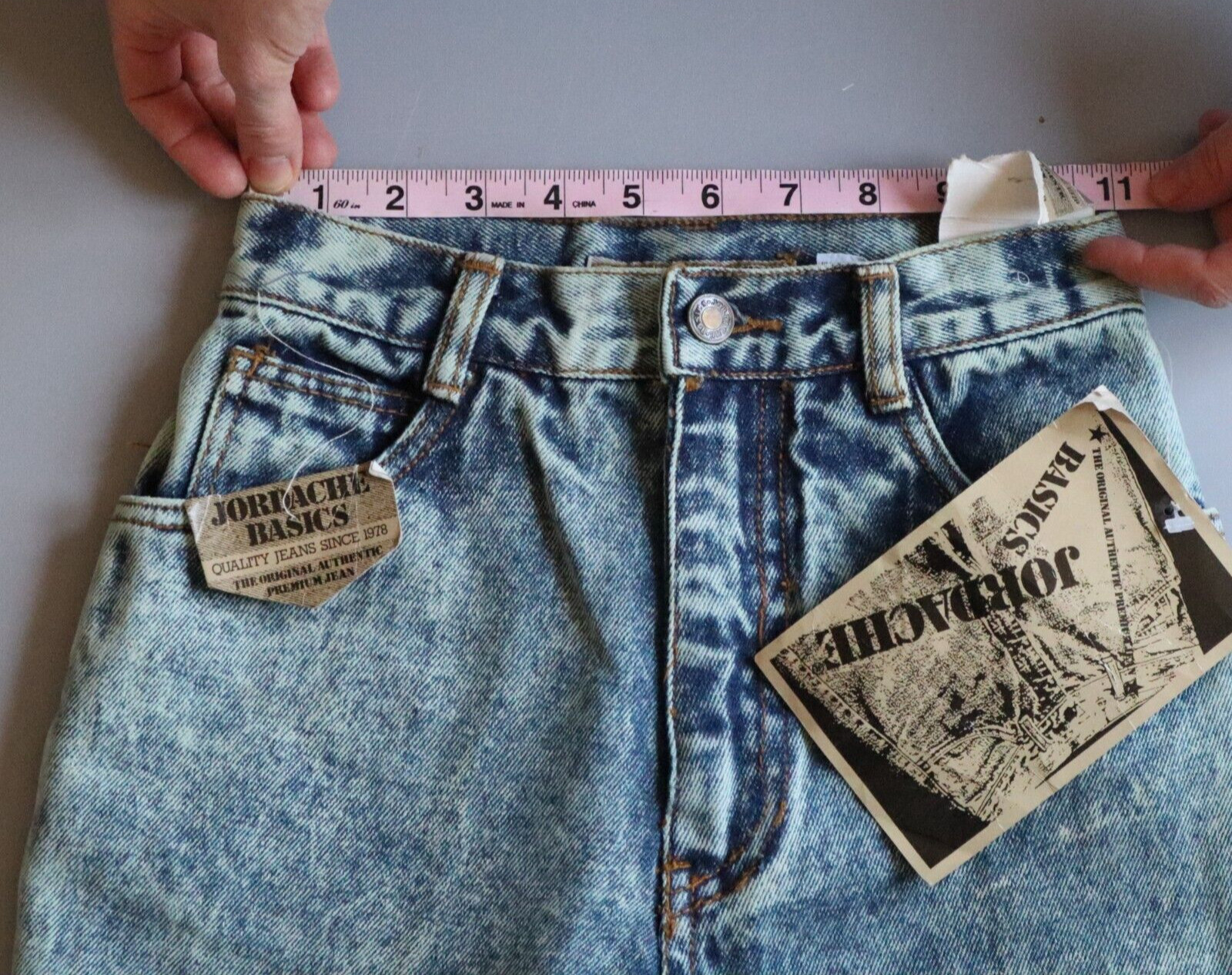 Vtg Jordache Mom Jeans Zip Ankle Acid Wash Tag 10 Measure 22 x 27 Kids Youth