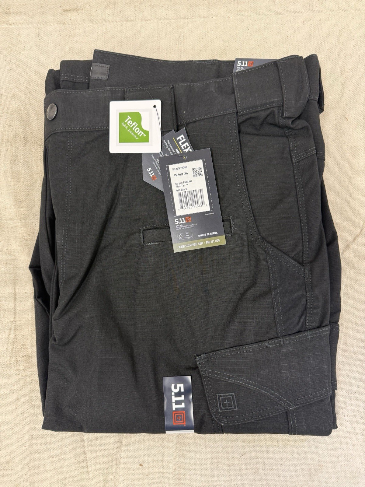 5.11 TACTICAL 74369 Tactical Pants 36 x 36 Regular Fit Black