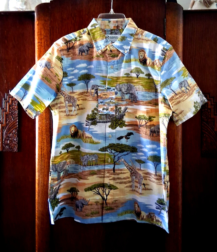 Reyn Spooner Men’s “SAN DIEGO ZOO WILDLIFE AFRICAN SAVANNA ” Classic Fit Sunset