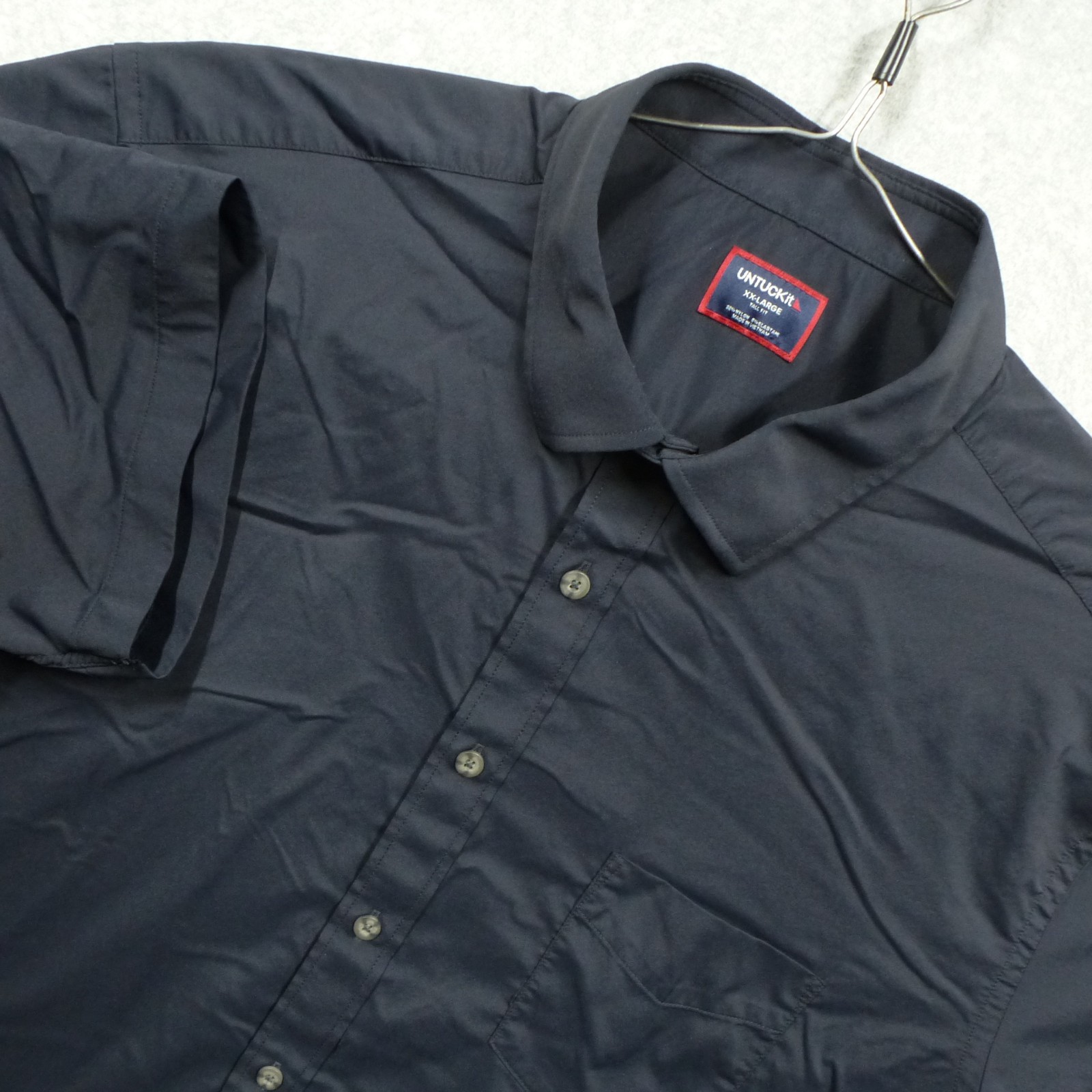 Untuckit Shirt Mens 2XLT Tall Black Short Sleeve Nylon Elastane Office Casual