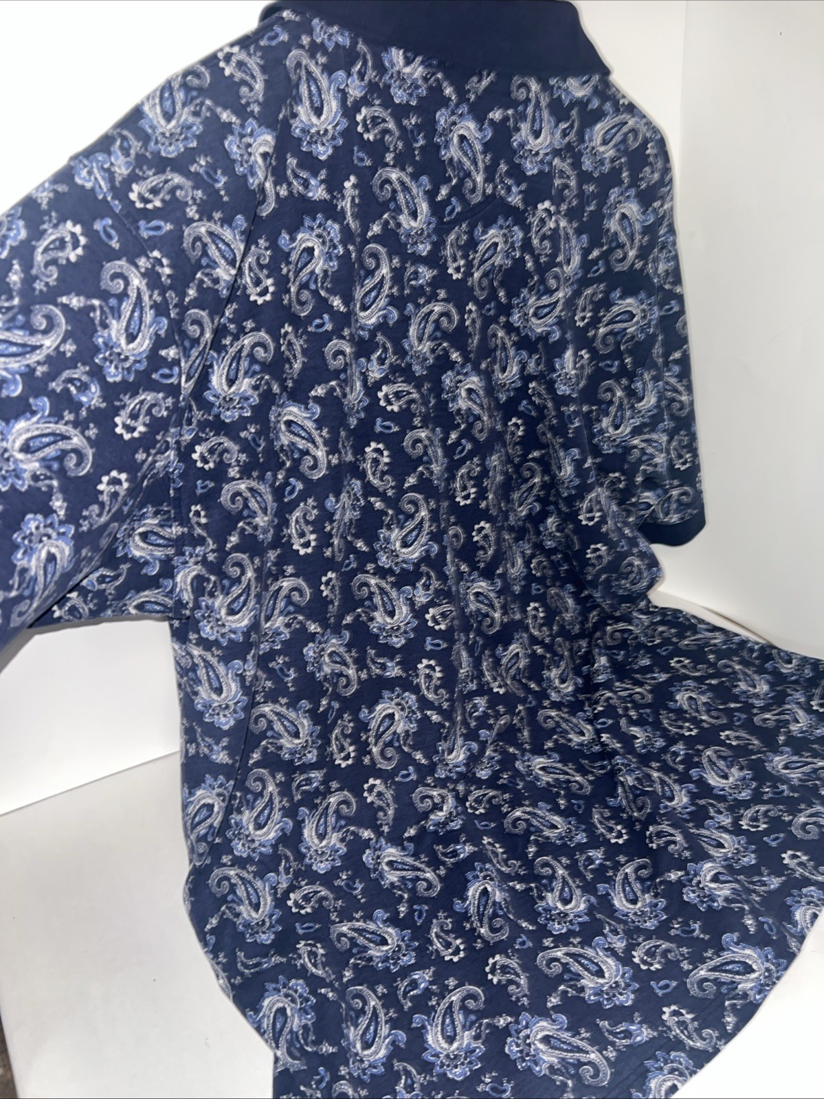 VTG Slazenger polo shirt Navy Blue With White And Blue Paisley Pattern XXL