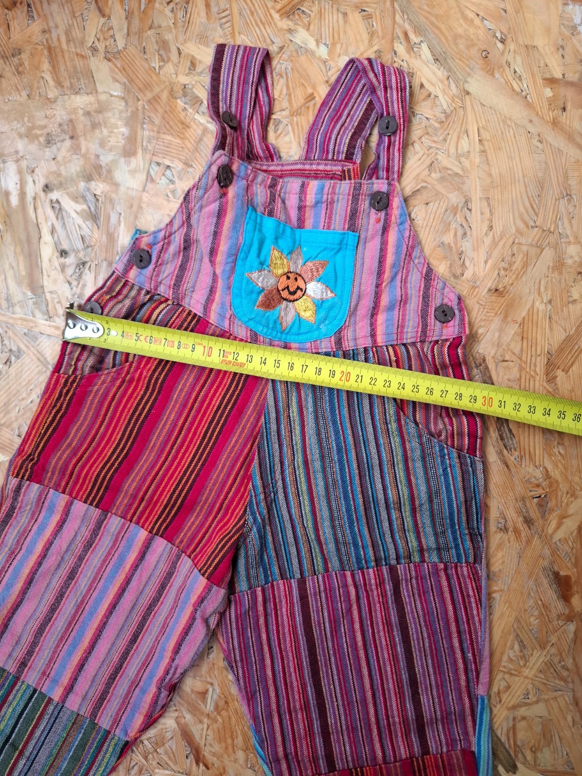 Nepal Patchwork Cotton Toddler Overalls Dungarees 9-12M Boho Hippie