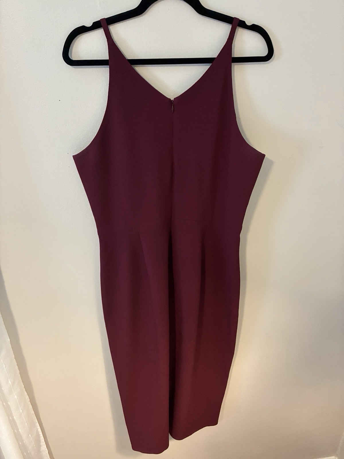 Dress the Population Burgundy V-Neck Sleeveless Pencil Midi Dress XL Zip