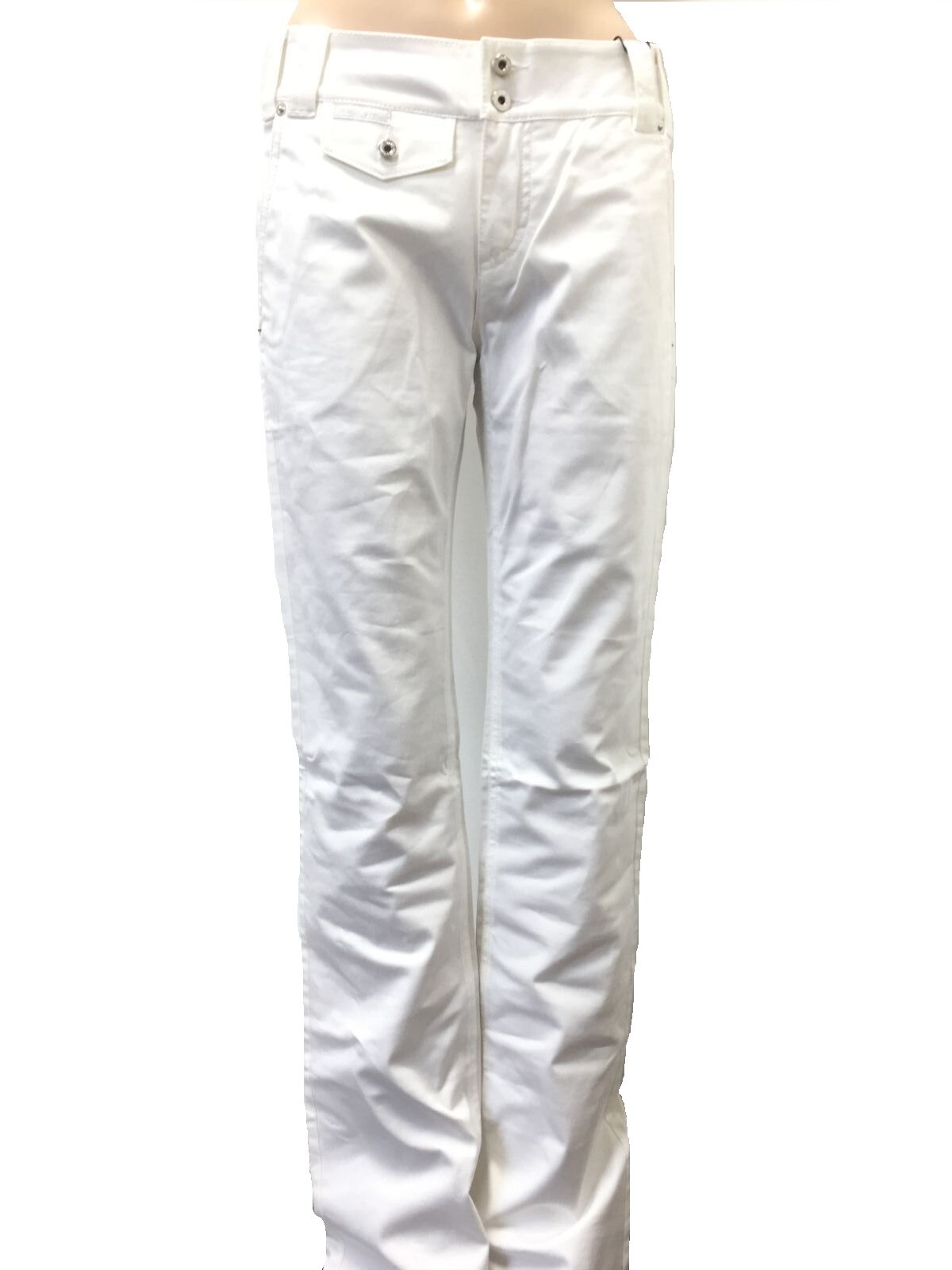 $285 Dolce & Gabbana Women White Flared Trousers Denim Jeans Pants Size IT42 US6
