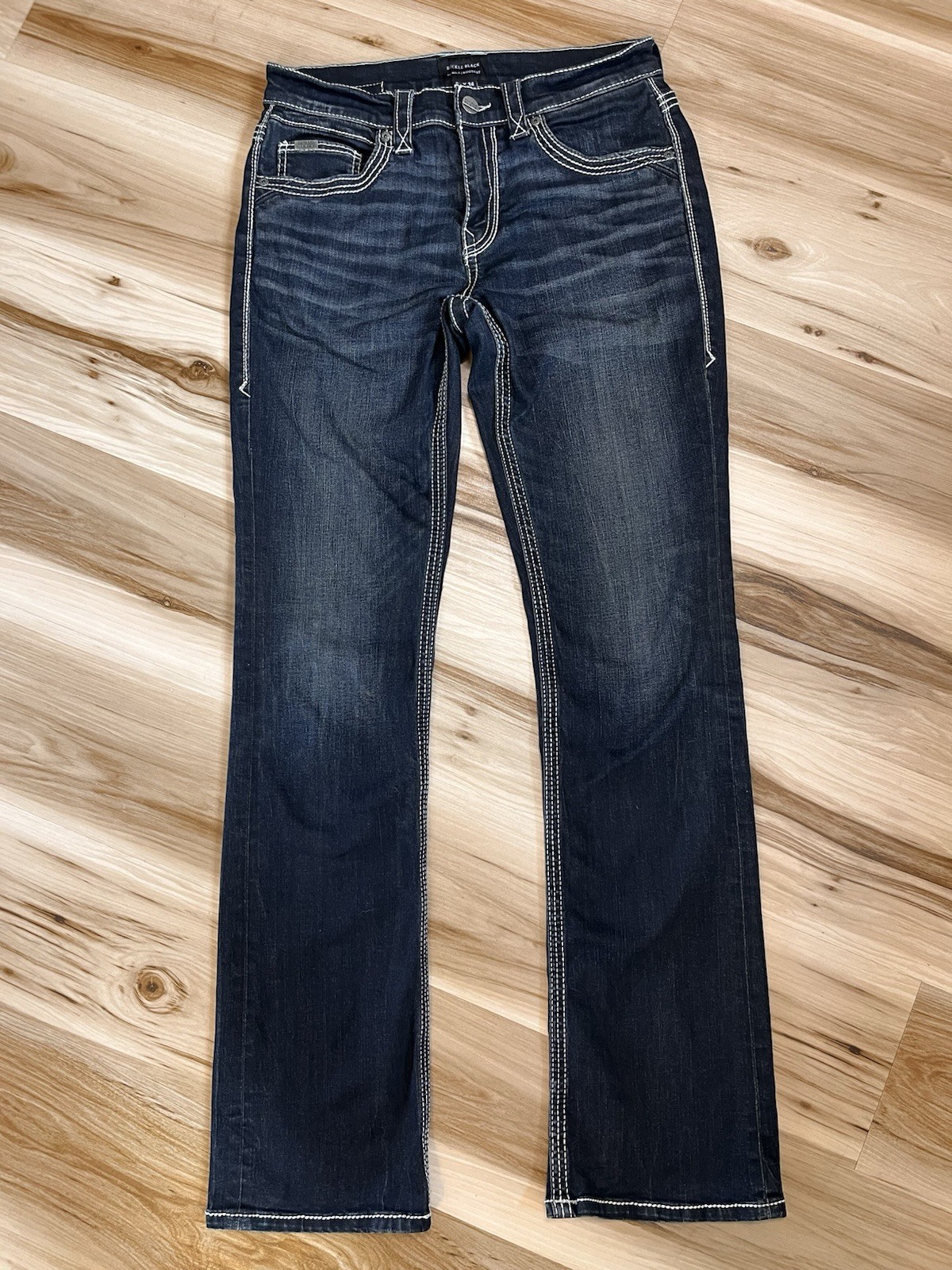 Buckle Black Fit No 3 Bootcut Men’s 32×34 Low Rise Slim Fit Jeans Embroidered
