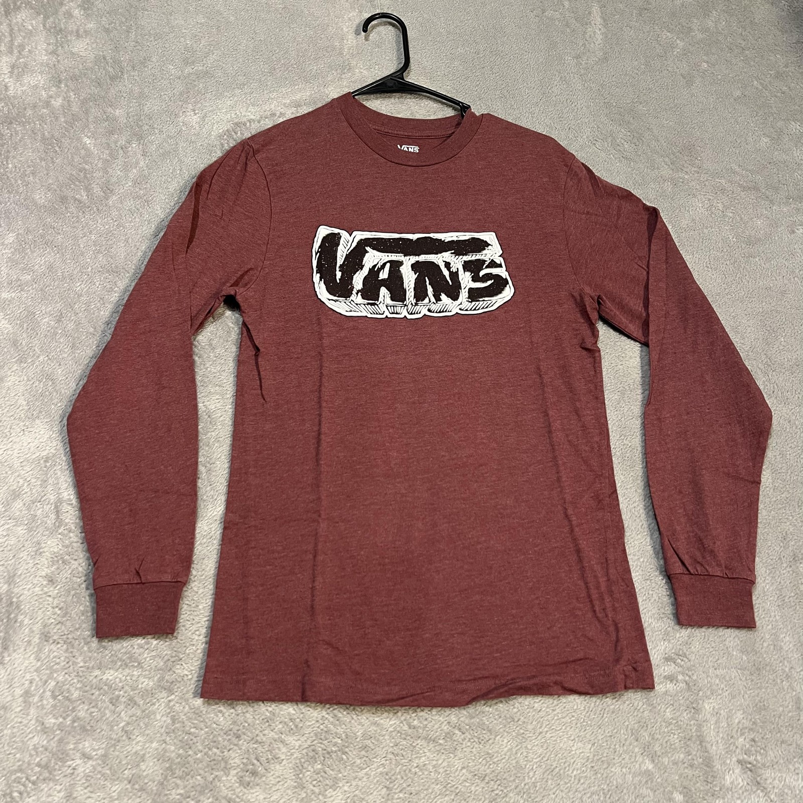 Vans Shirt Mens Small Red Long Sleeve Logo Skateboard Graphic Tee Streetwear
