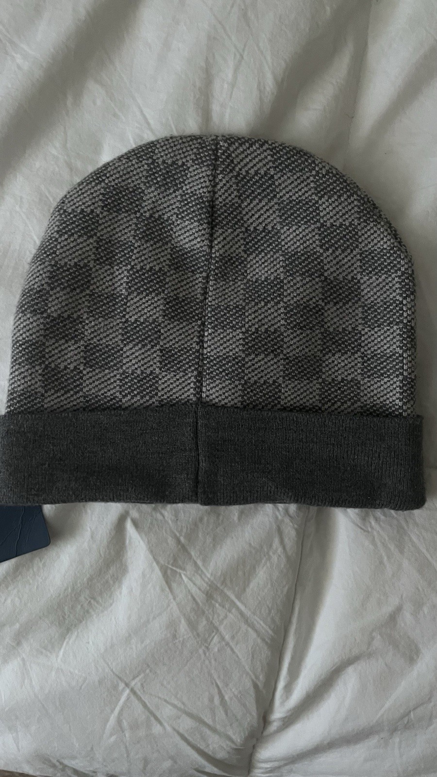 Louis Vuitton Gray Check Beanie Hat Reversible One Size Men’s