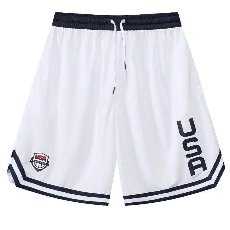 USA Print Basketball Shorts Training Men Active Shorts Loose Pockets Cycling…