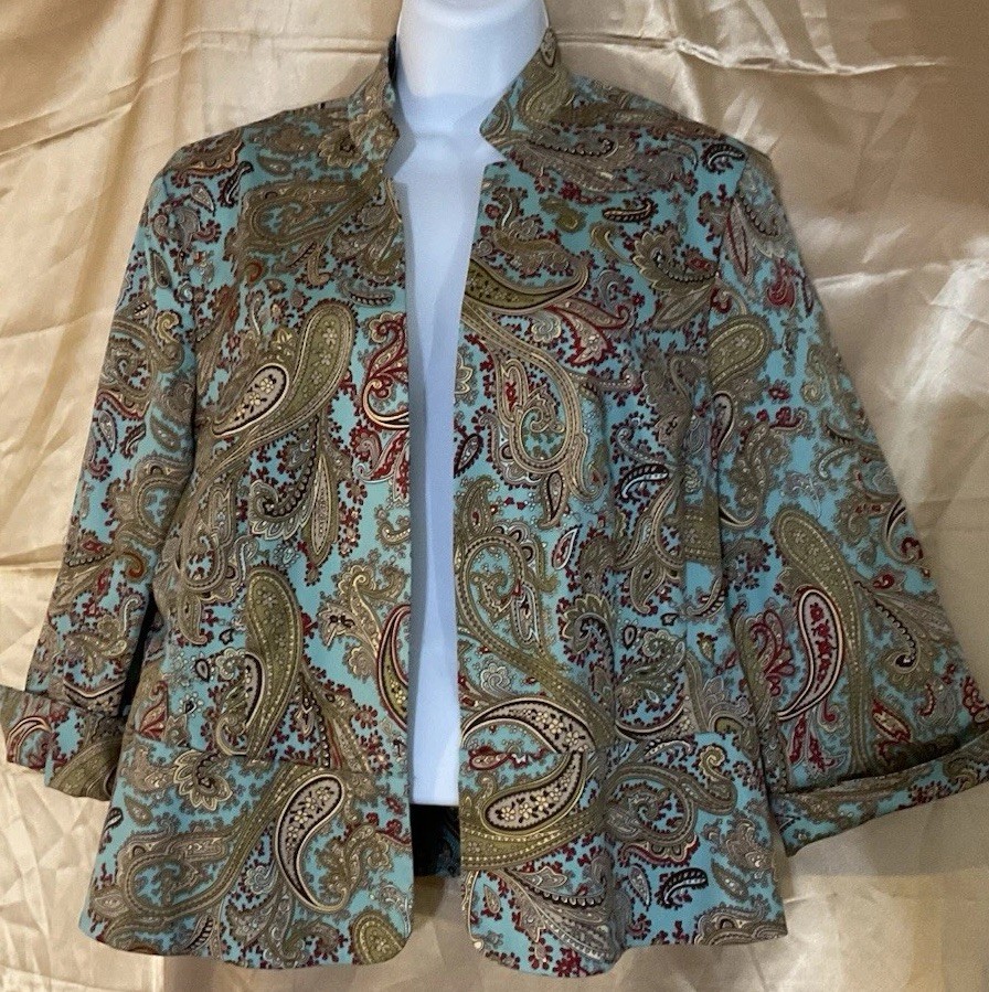 Elevate Your Style Evan-Picone Stand Collar Multi Color Blazer Size 10 Women’s