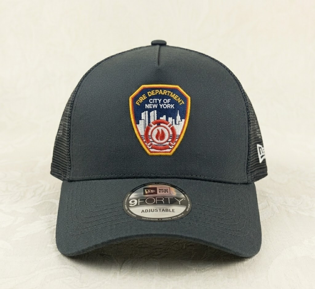 FDNY Fire Department City of New York Logo Trucker Hat Baseball Cap Black Mesh