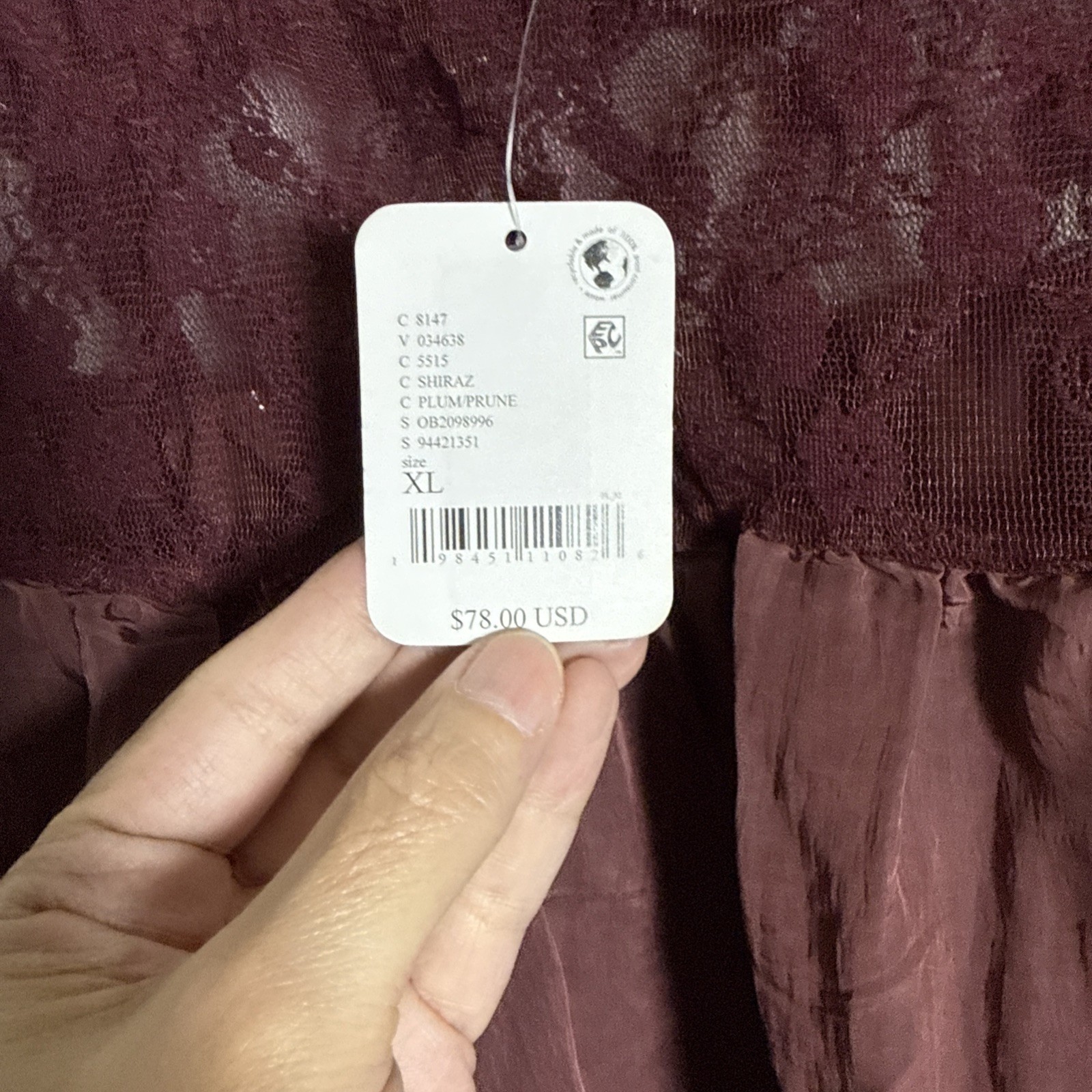 Free People Intimately Current Obsession Mini Slip/Tunic Size XL Plum 0382