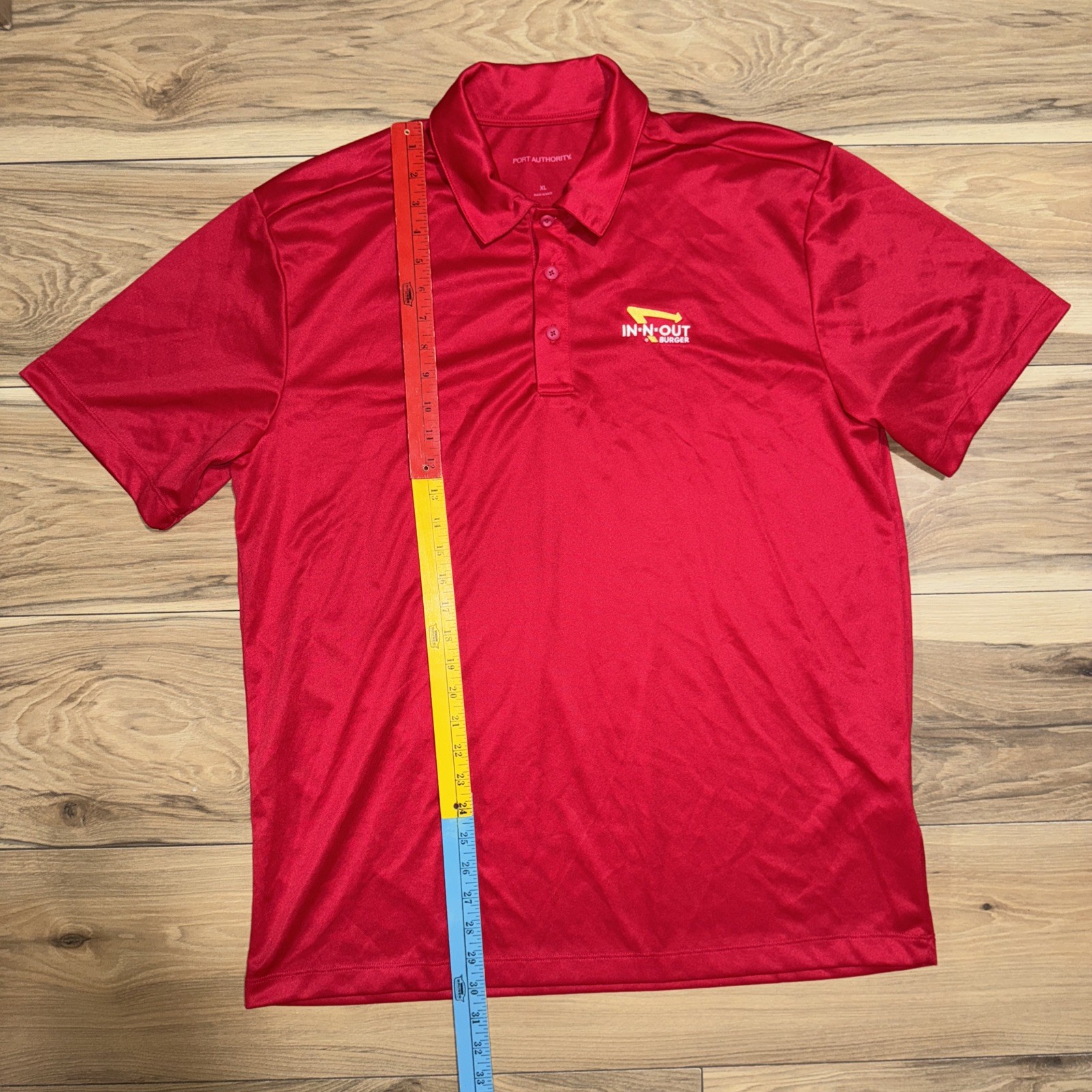 In N Out Burger Men’s Red Polo Shirt Restaurant Cotton Size XL Employee Official