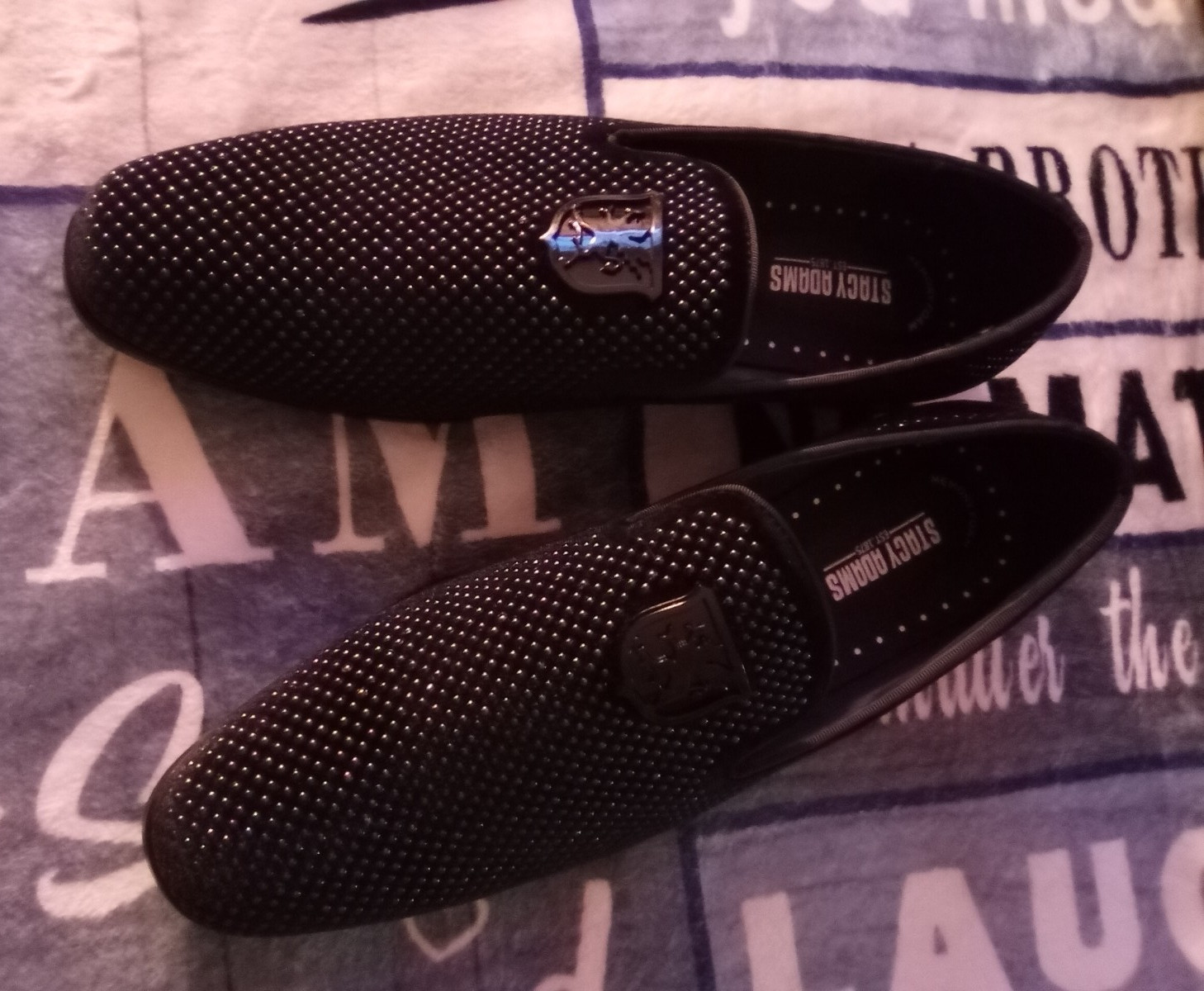 Stacy Adams Men’s Black Leather Slip-On Dress Loafers Almond Toe 11.5 Worn Once