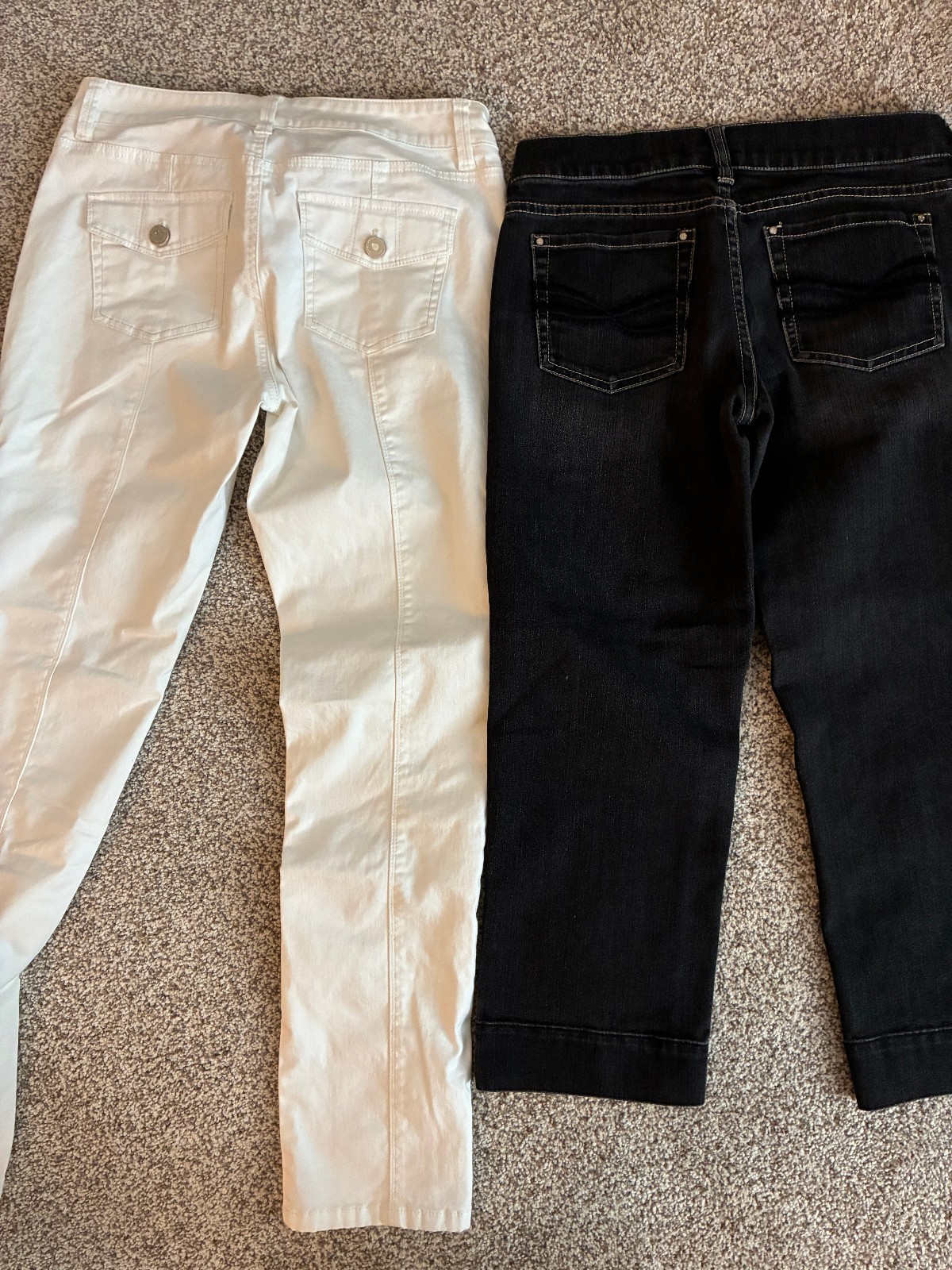 2 White House Black Market pants, white pant sz 4 & black capri, size 2 same fit