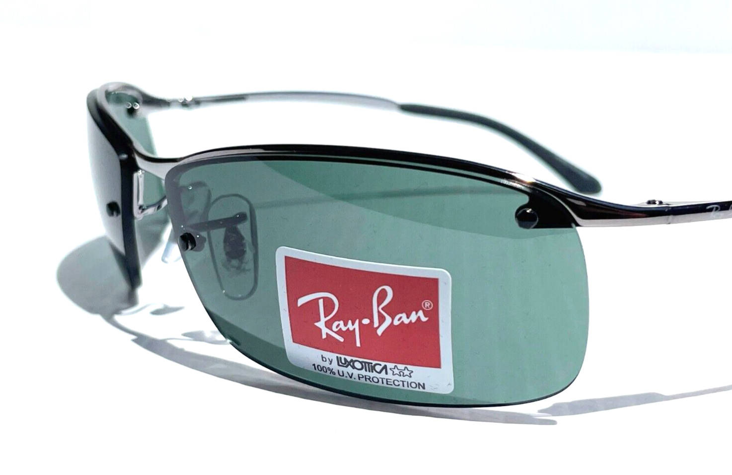 NEW Ray Ban Gunmetal UV PROTECTIVE Dark Green Lens Sunglass RB 3183 004/71