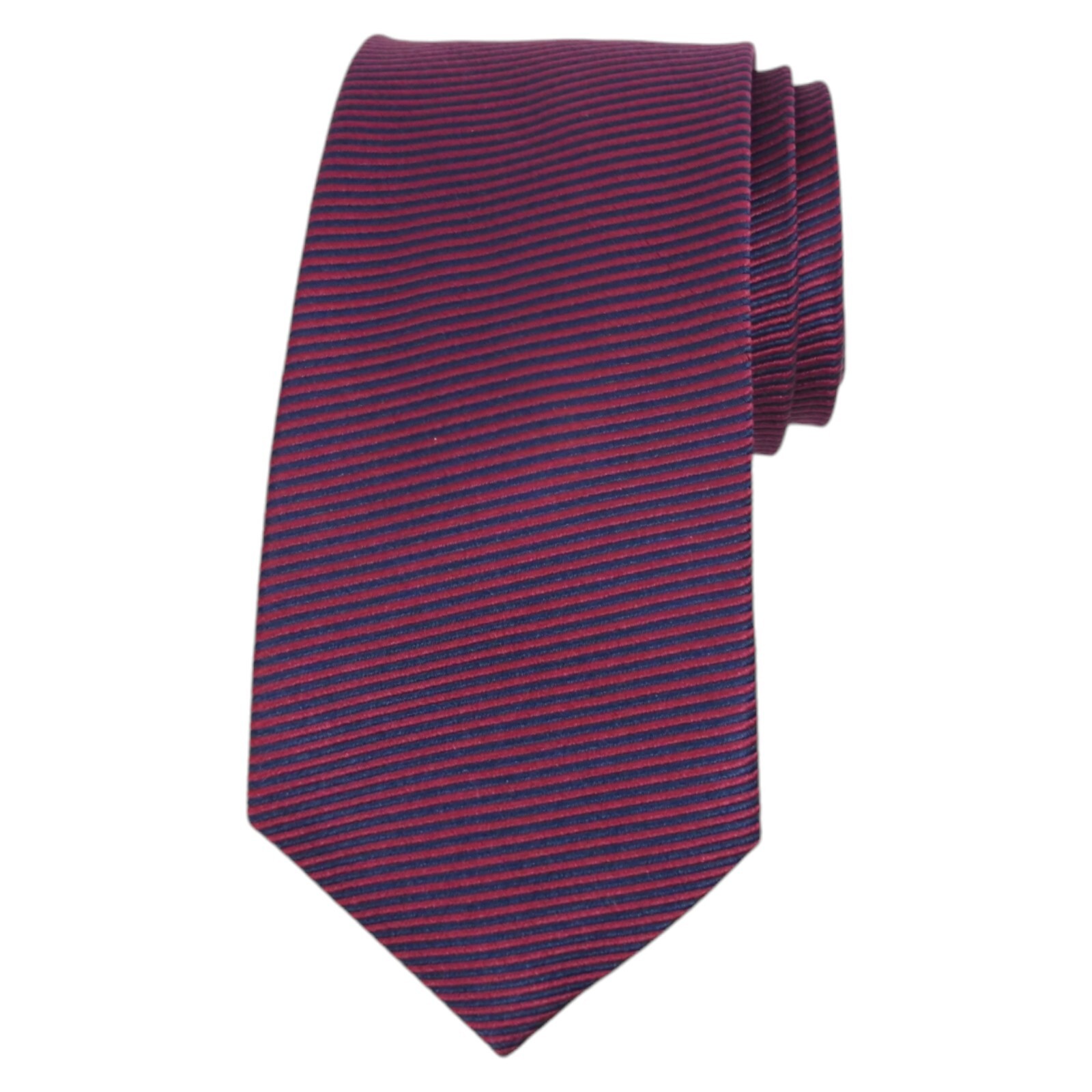 NAUTICA Mens Silk Tie Burgundy Navy Thin Stripe Woven 2.75 Slim Designer Necktie