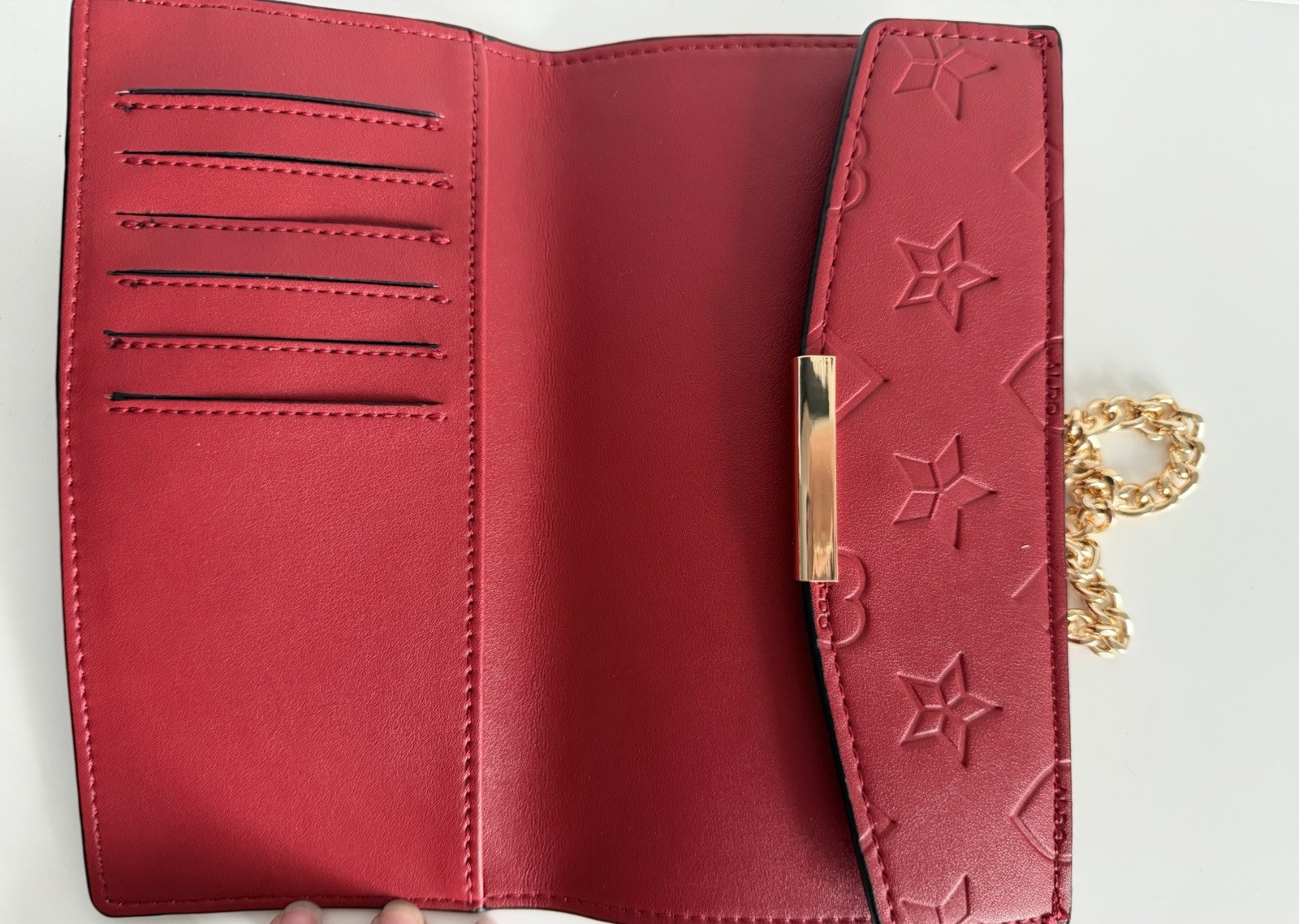 ALDO Red Small Shoulder Bag Embossed Gold Chain Strap Magnetic Flap