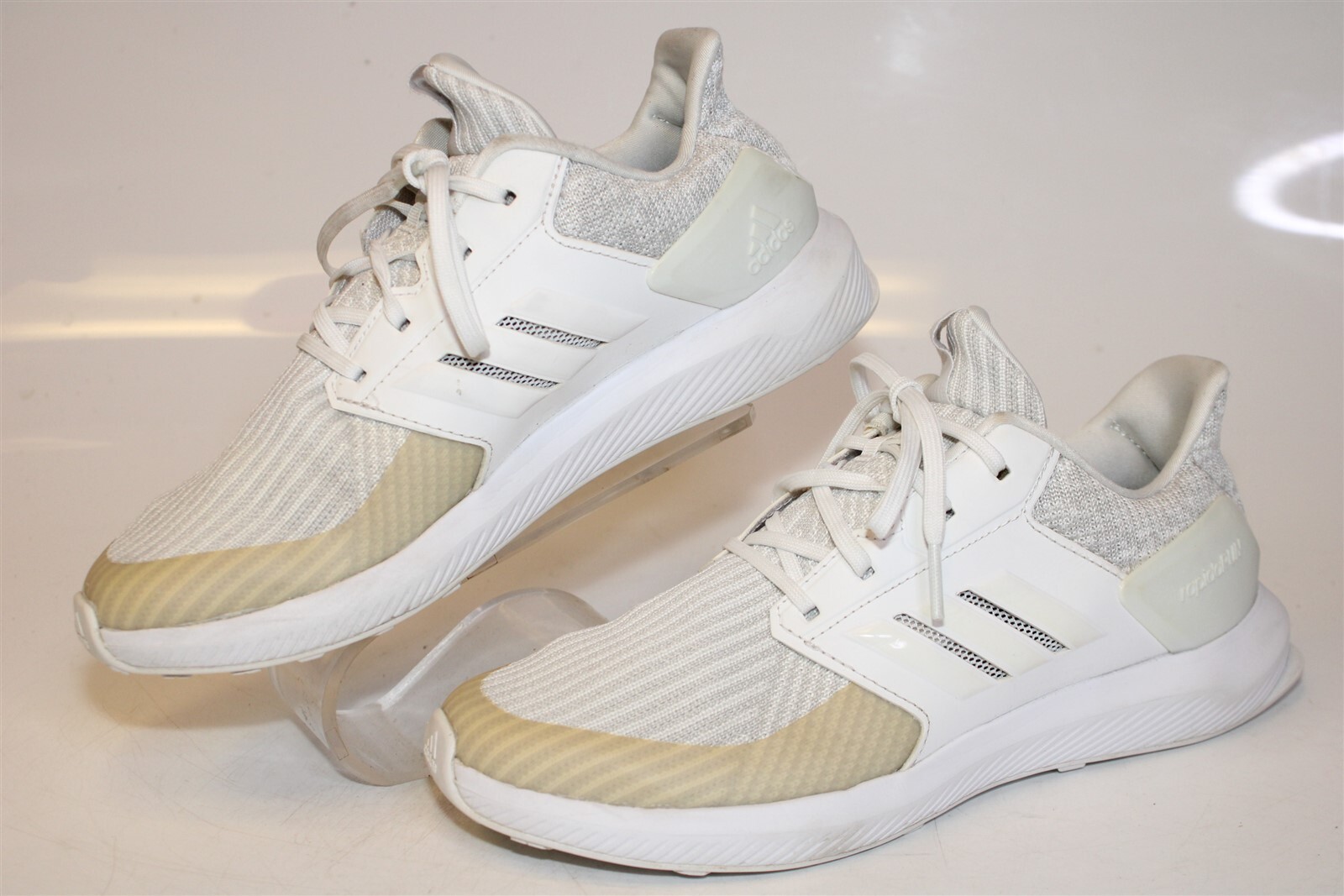 adidas Youth RapidRun Boys Size 5 37 1/3 White Knit Running Sneaker Shoes DB0215