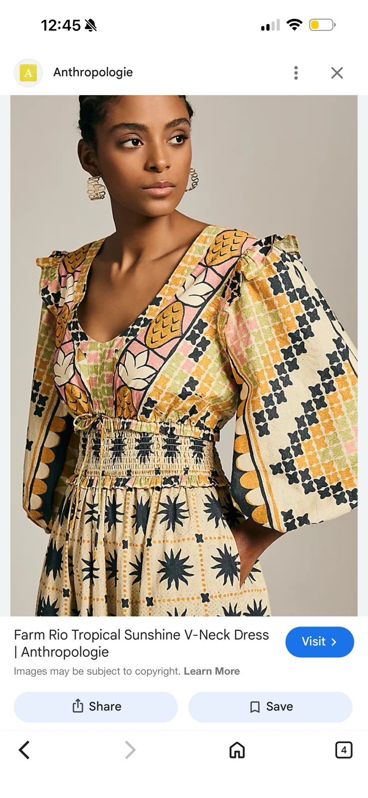 FARM Rio for Anthropologie Plus 1X Floral V-Neck Smocked Pocket Midi Dress