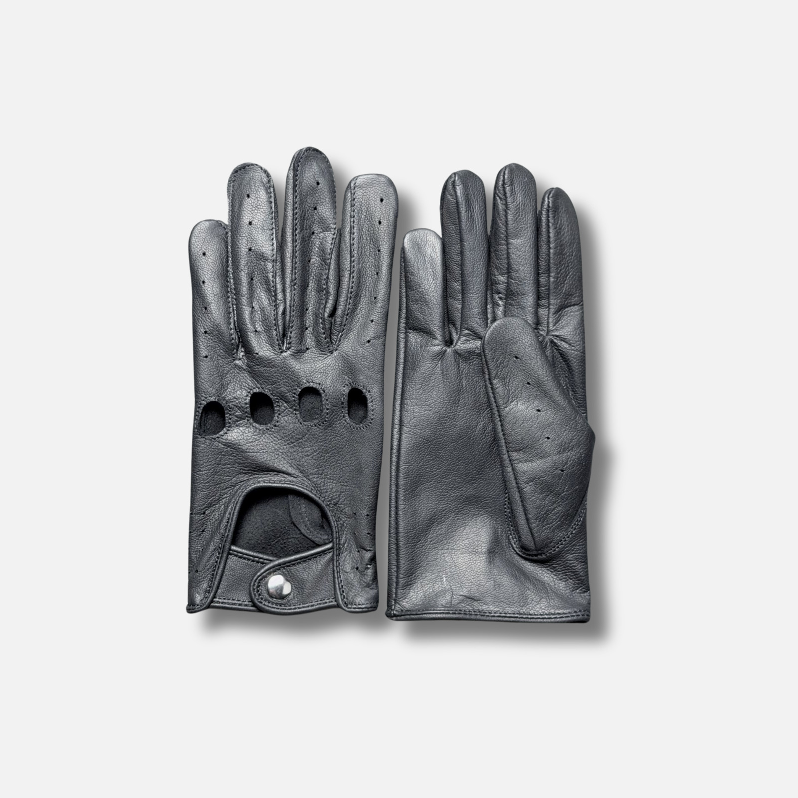 Bike Leather Vintage Black Leather Driving & Dress Gloves Men’s Classic Snap