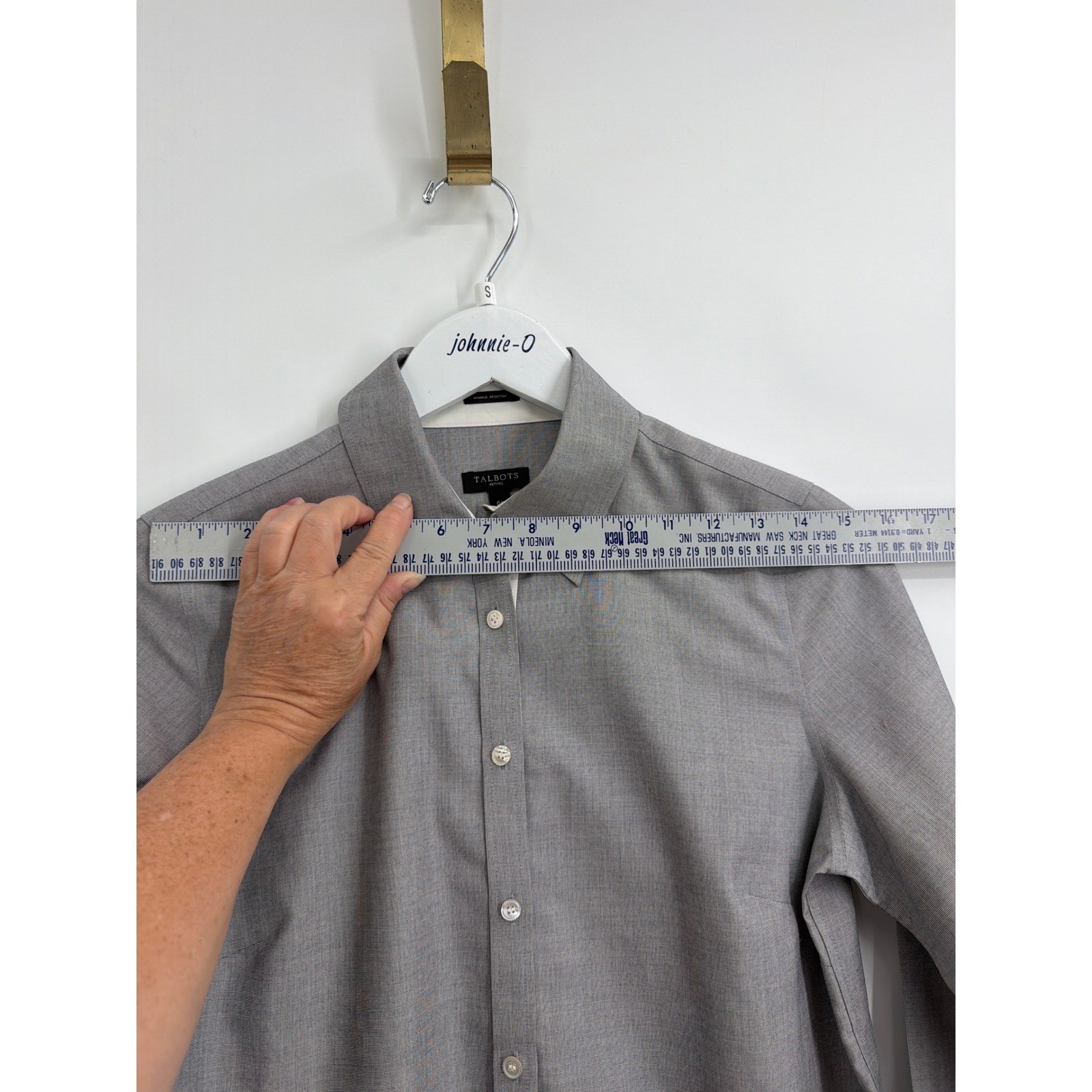 Talbots Petites Grey Wrinkle Resistant Cotton Button Down Shirt Blouse 6P