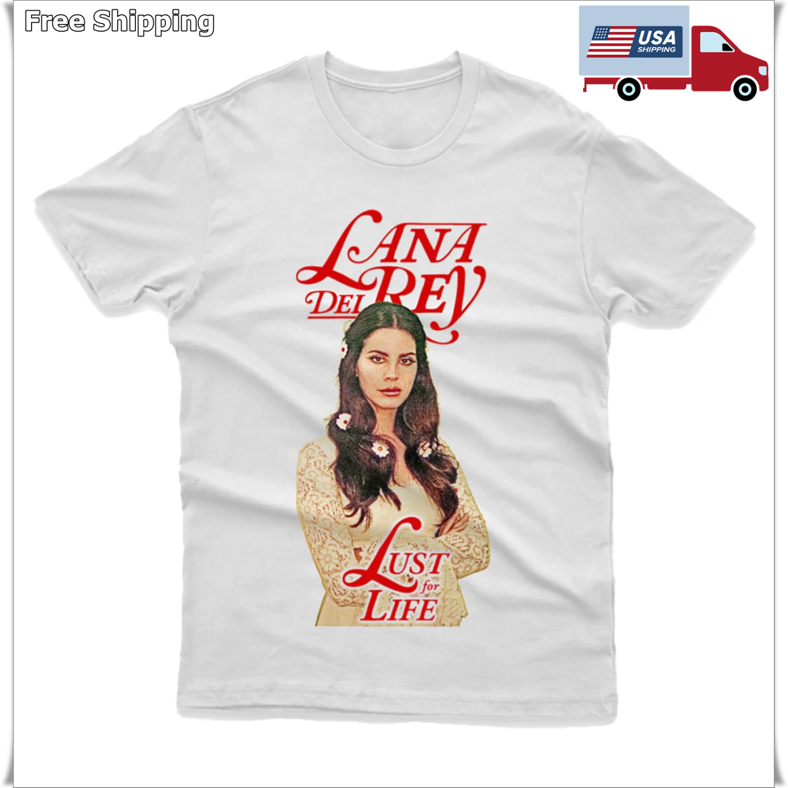 Lana Del Rey Lust For Life, Lana Del Rey Singer White Cotton T-shirt