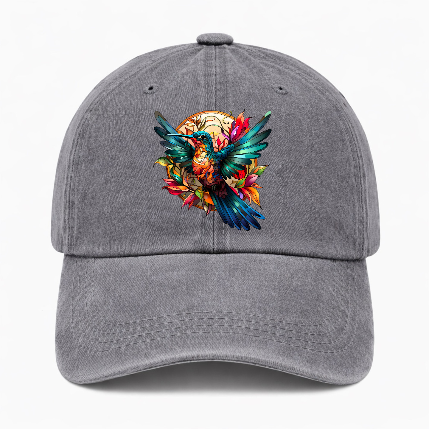 Hummingbird Floral Hat Nature Bird Lover Gift Adjustable Dad Cap Adjustable