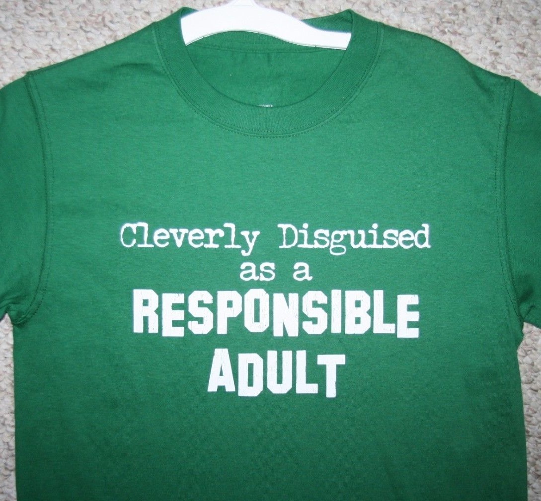 Small Responsible Adult Green White Cotton Crewneck T-Shirt Short Sleeve 1599