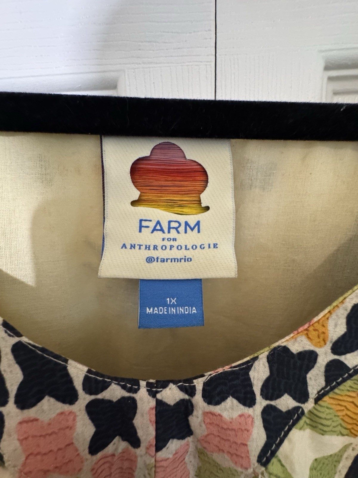 FARM Rio for Anthropologie Plus 1X Floral V-Neck Smocked Pocket Midi Dress