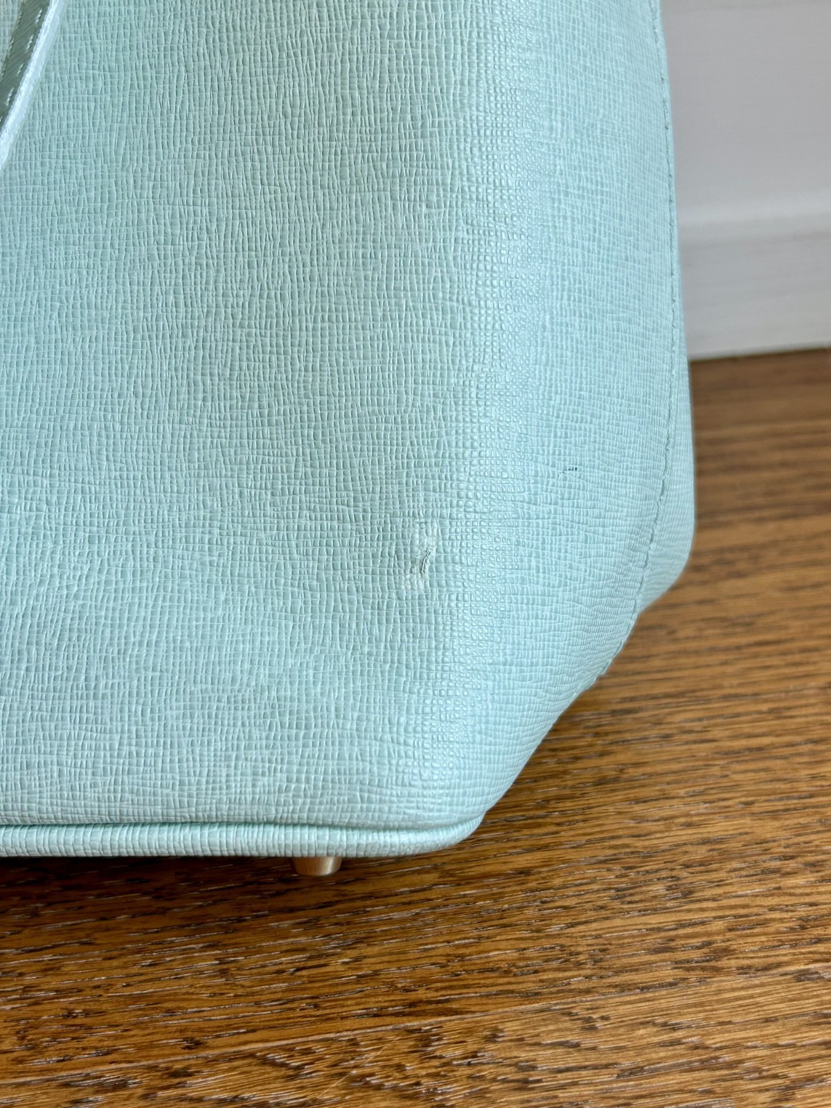 Furla Mint Green Divide It Leather Tote Bag Medium Handbag Gold Hardware Italian