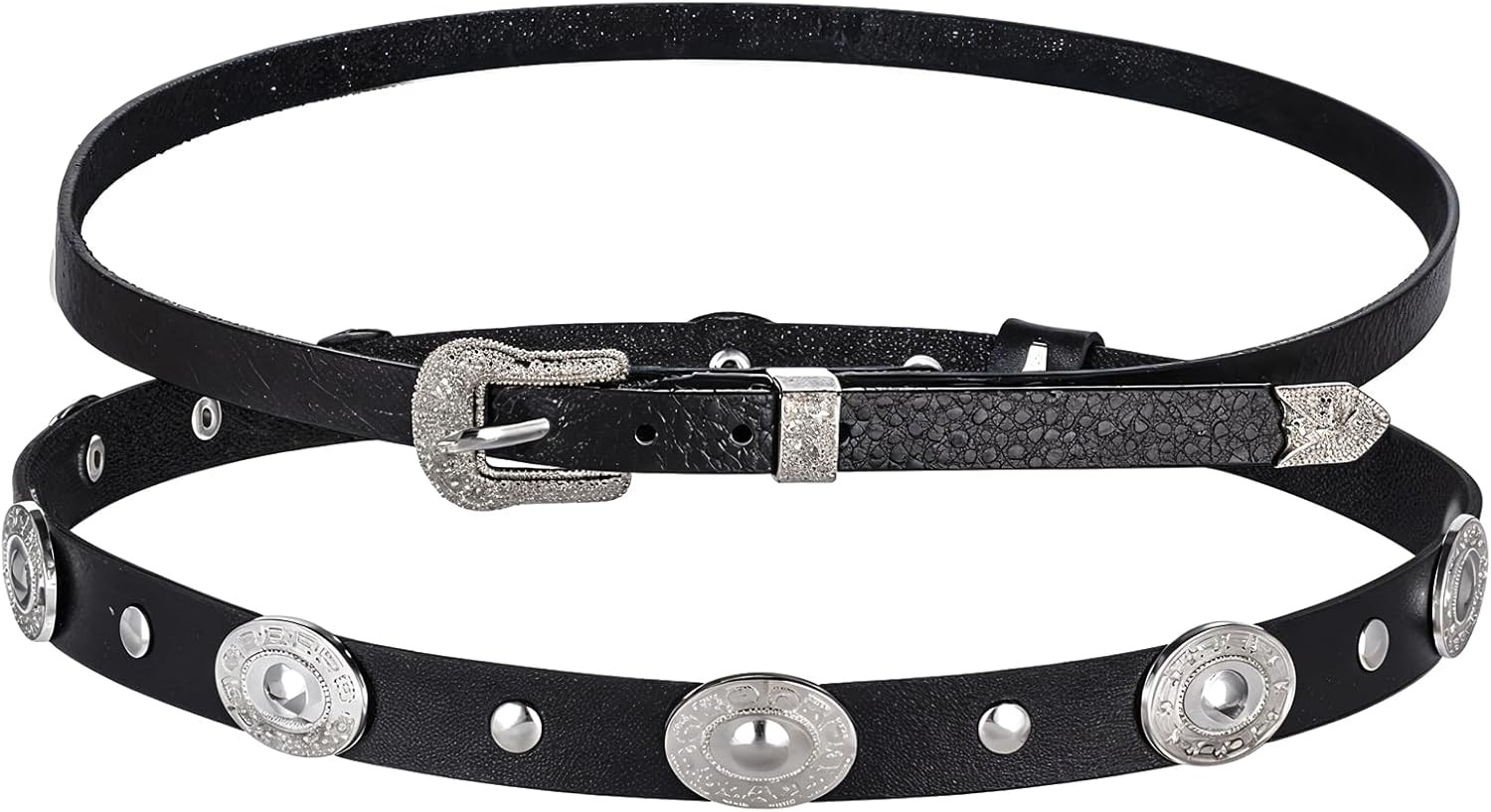 2PCS Black Cowboy Hat Bands for Men, Adjustable Western Hat Bands for Cowboy Hat