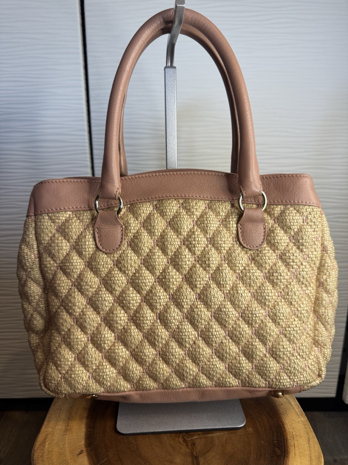 RED VALENTINO Quilted Mesh And Leather Tote Bag With Double Handles.