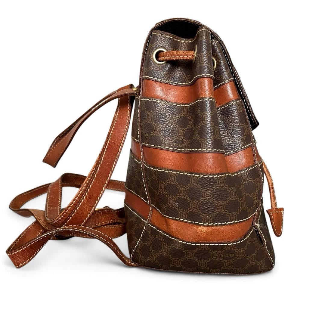 CELINE Mini Backpack Macadam Pattern Brown PVC Leather Ladies Authentic
