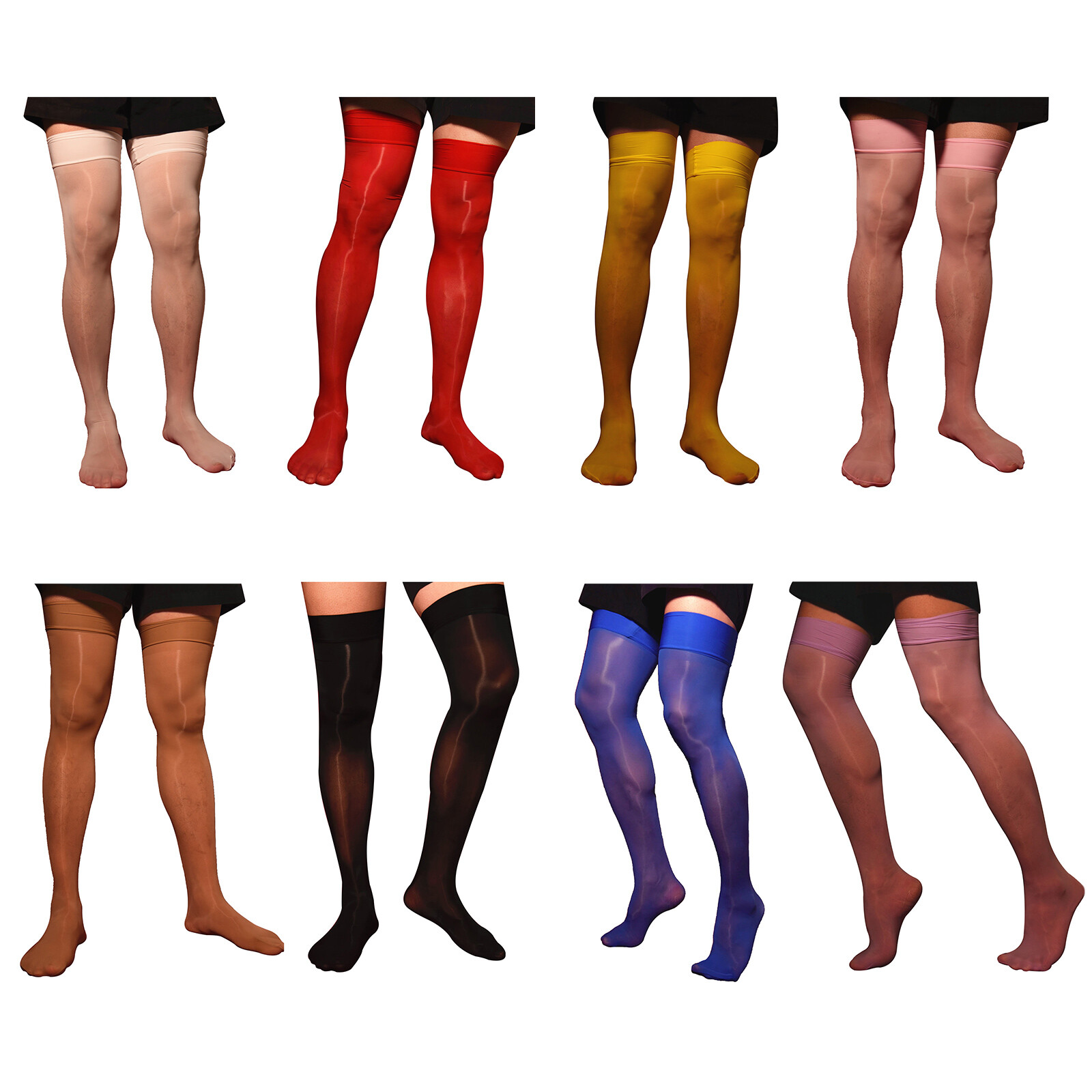 US YiZYiF Men Oil Glossy See-through Stockings Ultra Thin Sheer Thigh High Socks