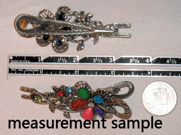 SILVERTONE METAL HAIR CLAMP CRYSTALS OPAQUE STONES SELECT COLOR FREE SHIPPING