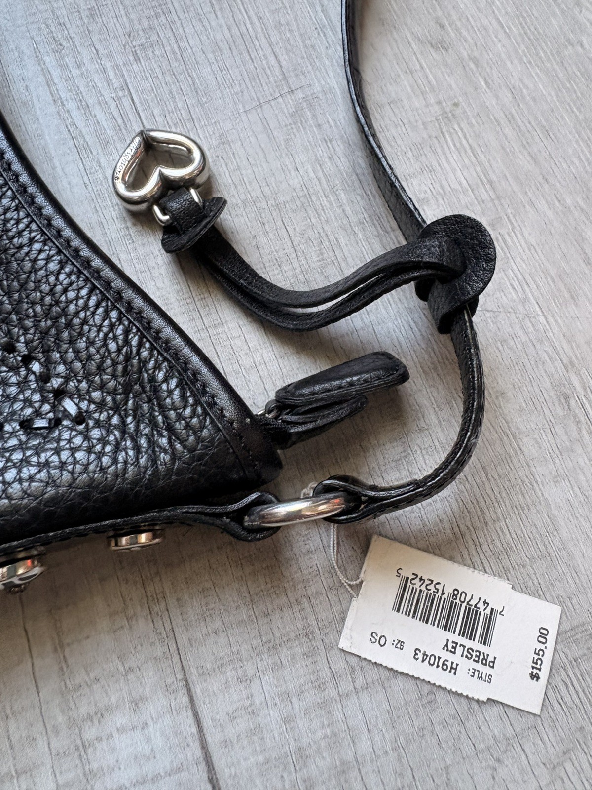Vtg Brighton Purse Black Leather Crossbody Petite Baguette Dust Bag