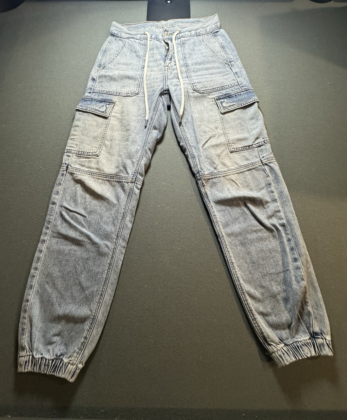 American Eagle Women’s Blue Denim Cargo Pants Size 0 Reguar