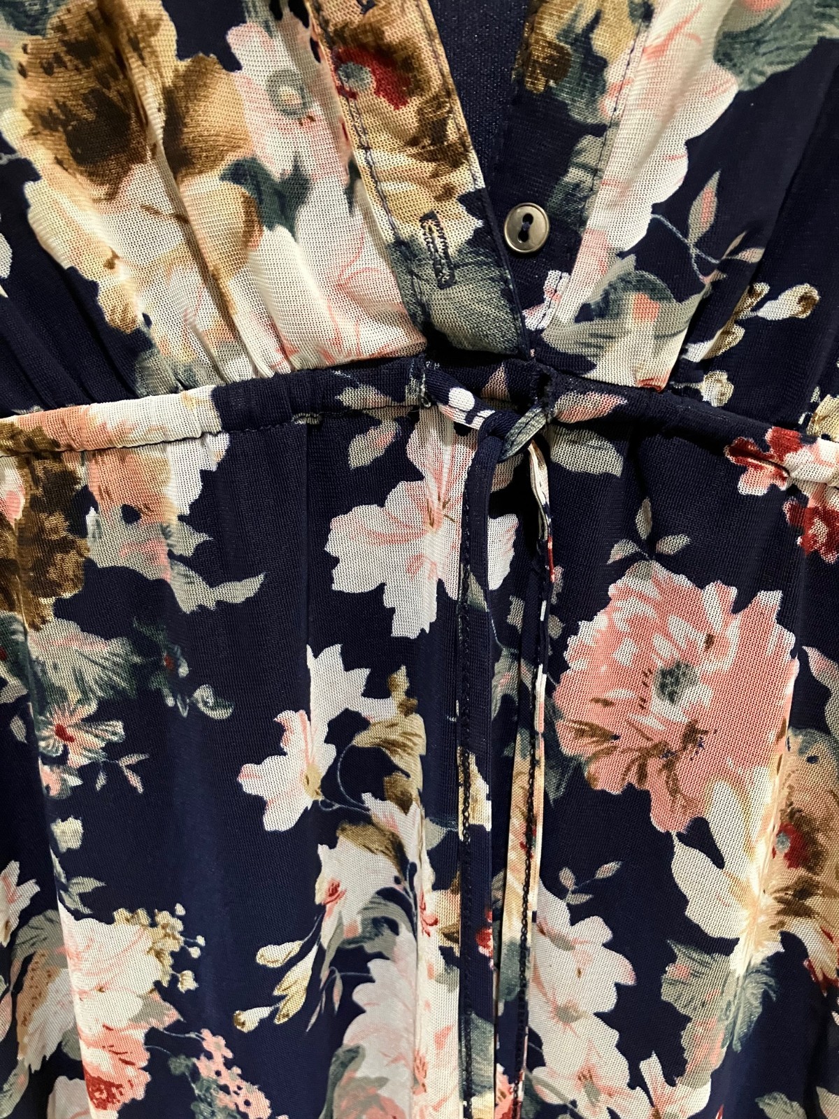 Siren Lily Maternity Floral Layered Dress Navy Pink Boho Cottagecore Size S