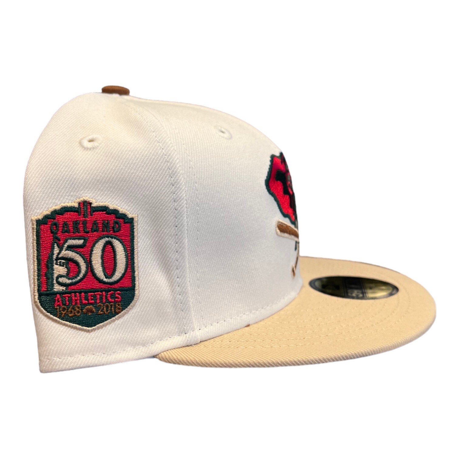 New Era Oakland Athletics Eggnog Pack 59FIFTY Fitted Hat Cap 50 Year Patch 7 7/8